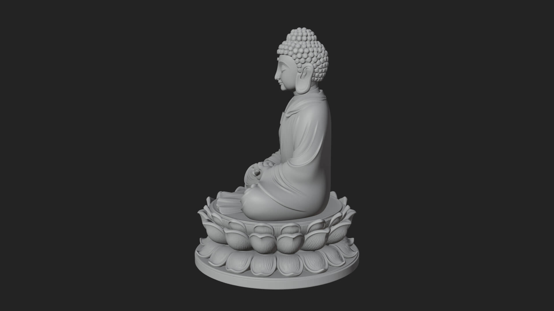 Seated Buddha on Lotus Statue Design 17 3D Print Model 3D Model