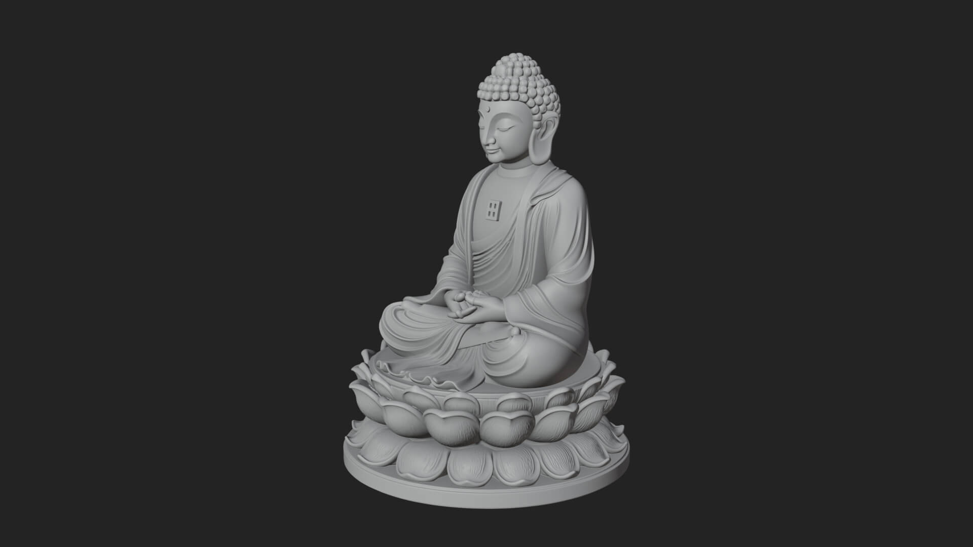 Seated Buddha on Lotus Statue Design 17 3D Print Model 3D Model