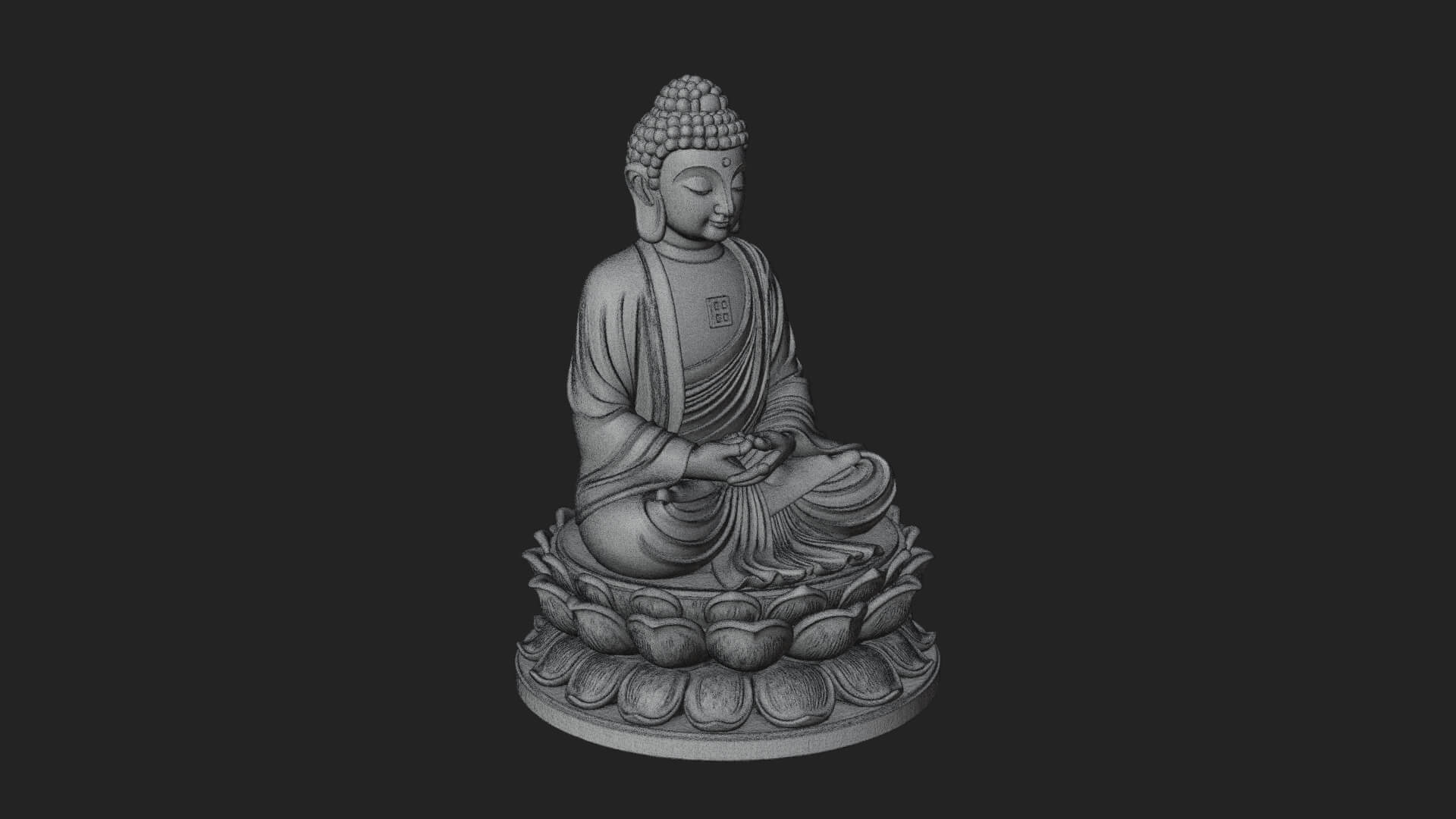 Seated Buddha on Lotus Statue Design 17 3D Print Model 3D Model