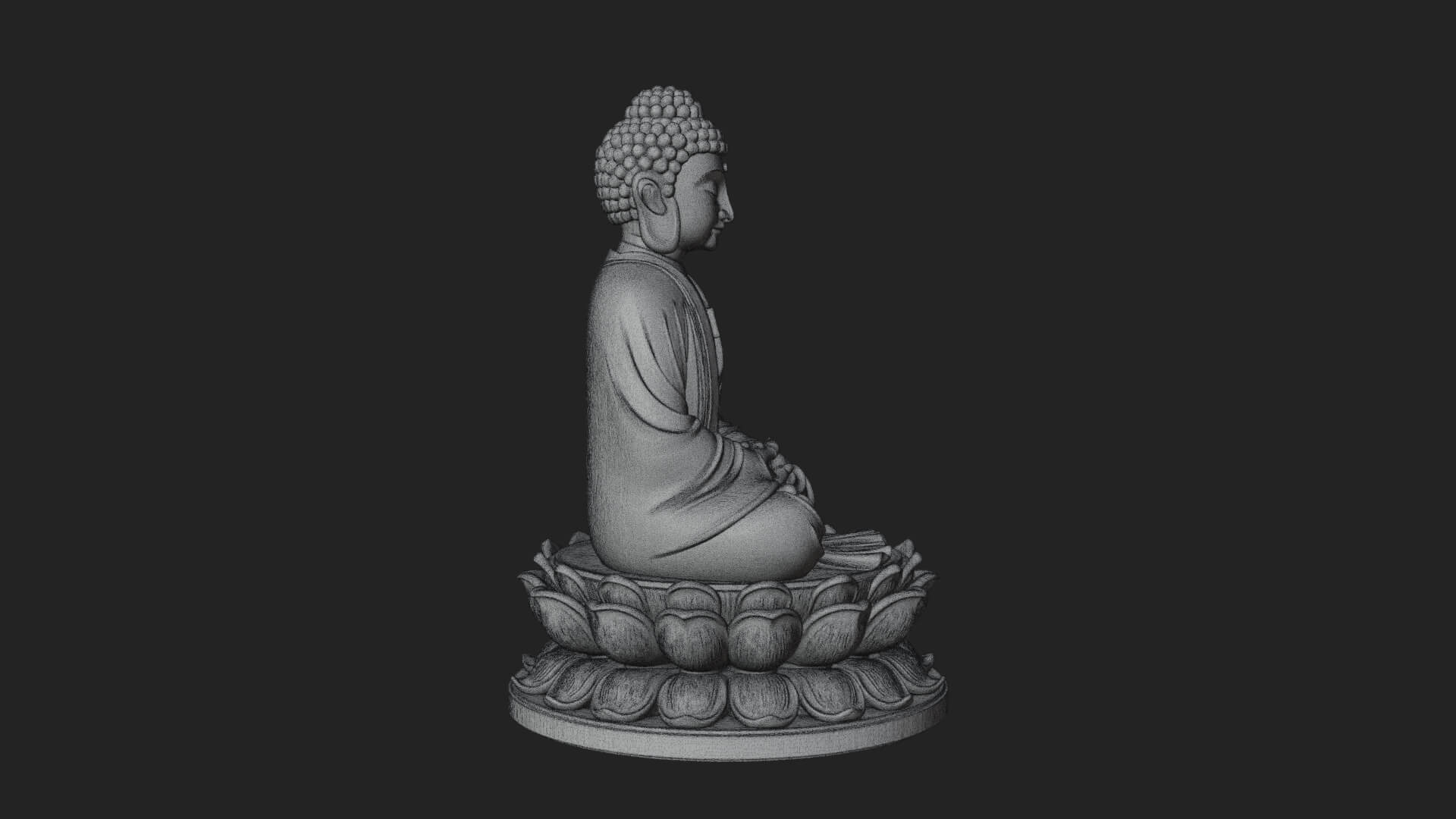 Seated Buddha on Lotus Statue Design 17 3D Print Model 3D Model