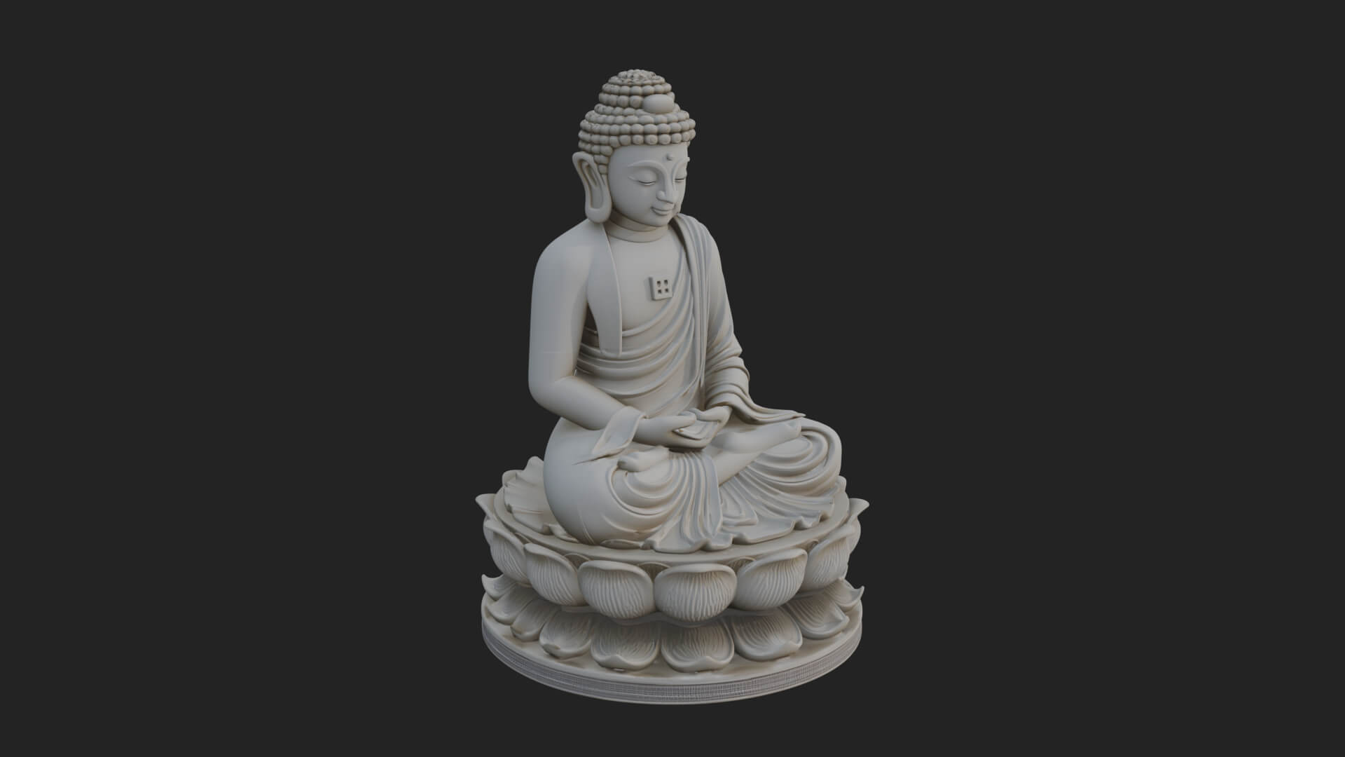 Seated Buddha on Lotus Statue Design 18 3D Print Model 3D Model