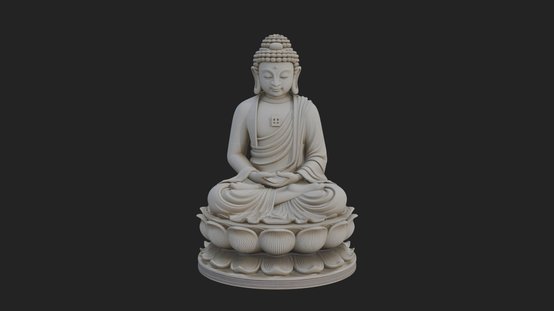 Seated Buddha on Lotus Statue Design 18 3D Print Model 3D Model