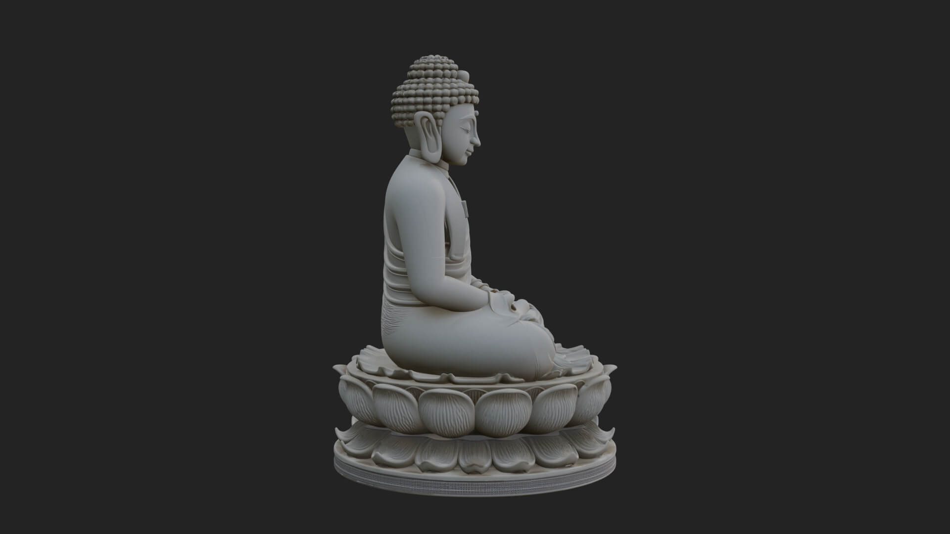 Seated Buddha on Lotus Statue Design 18 3D Print Model 3D Model