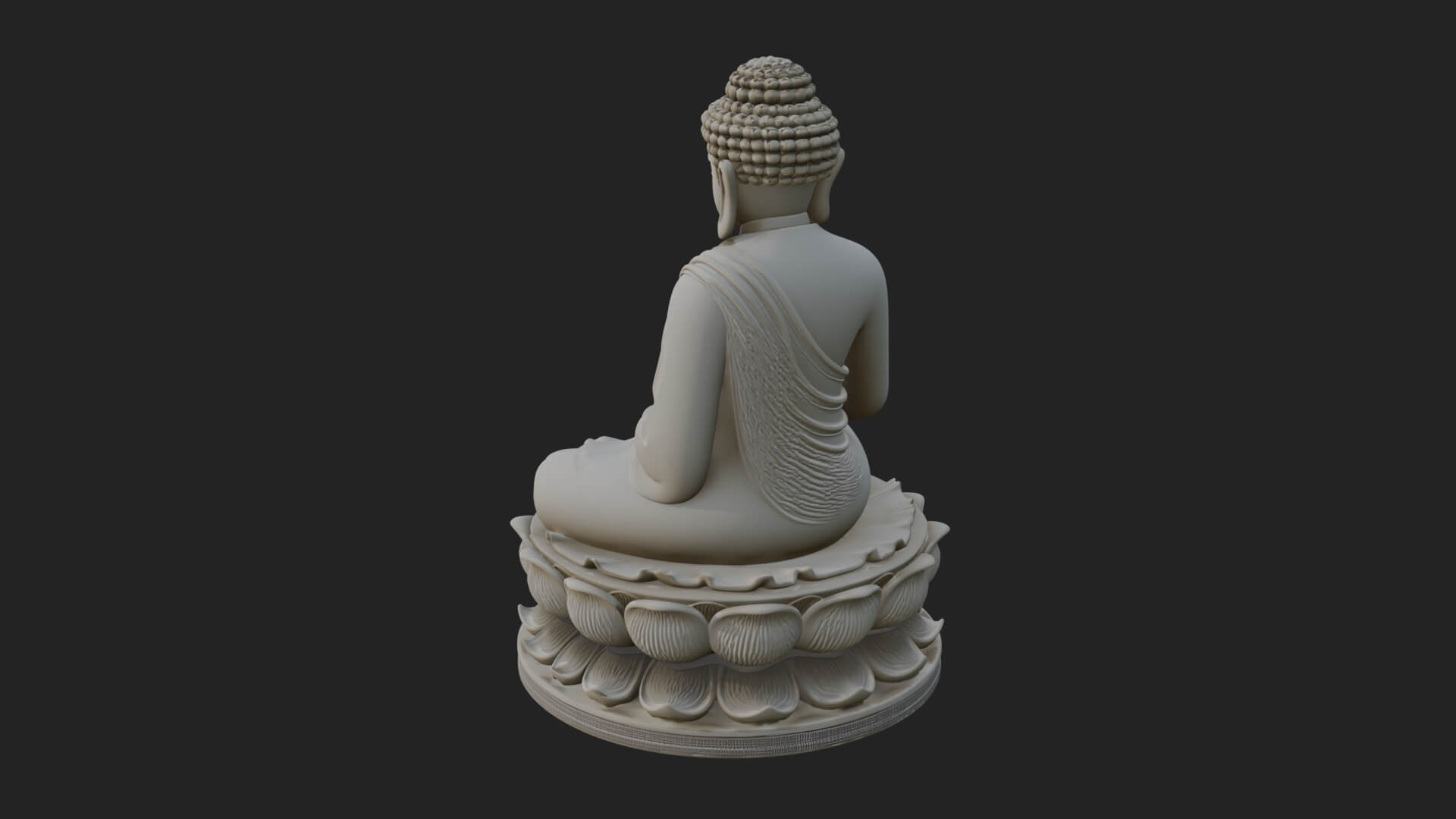Seated Buddha on Lotus Statue Design 18 3D Print Model 3D Model