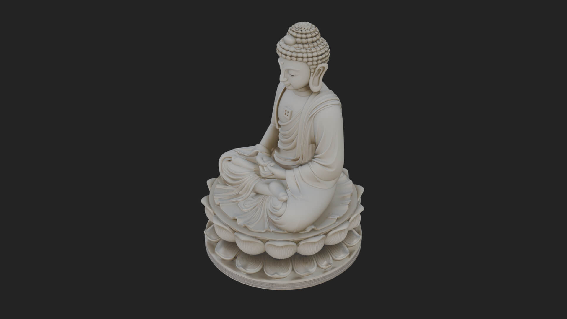 Seated Buddha on Lotus Statue Design 18 3D Print Model 3D Model