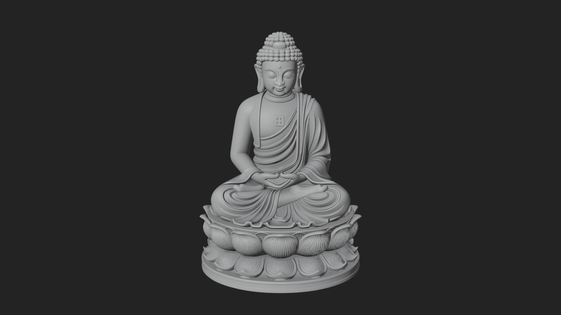 Seated Buddha on Lotus Statue Design 18 3D Print Model 3D Model