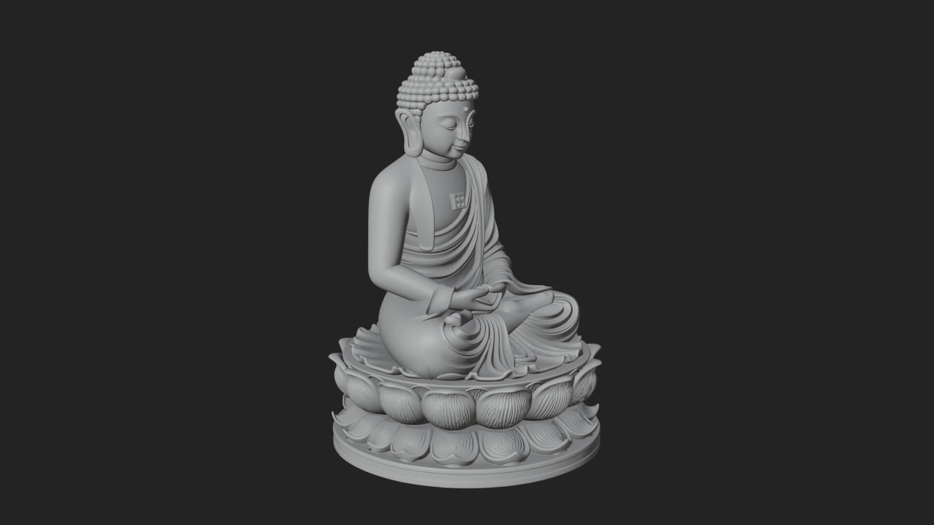 Seated Buddha on Lotus Statue Design 18 3D Print Model 3D Model