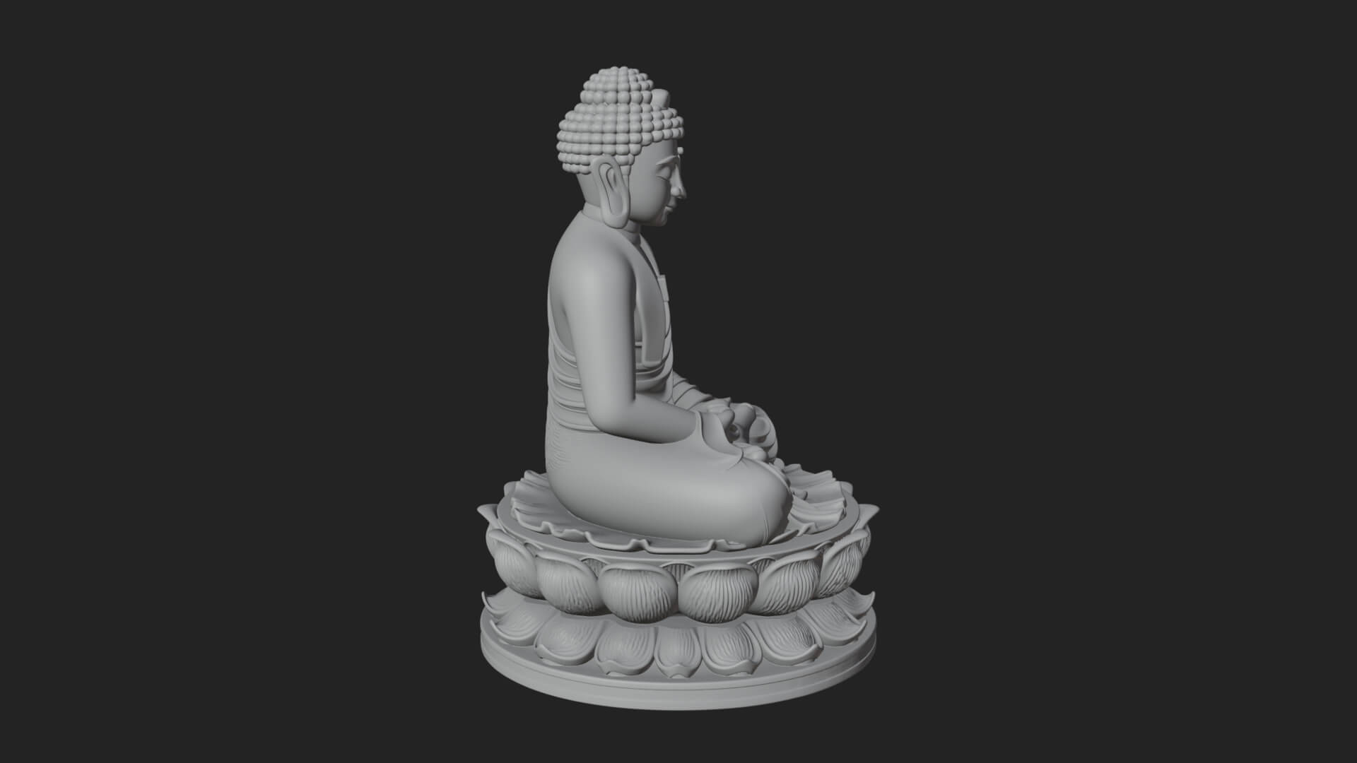 Seated Buddha on Lotus Statue Design 18 3D Print Model 3D Model
