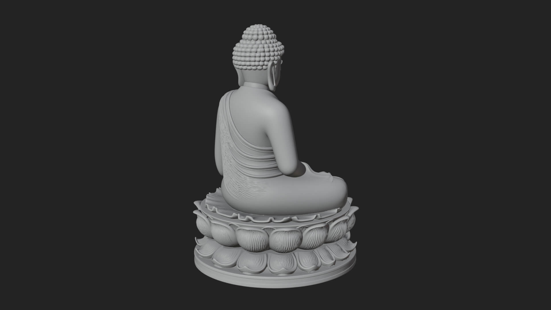 Seated Buddha on Lotus Statue Design 18 3D Print Model 3D Model