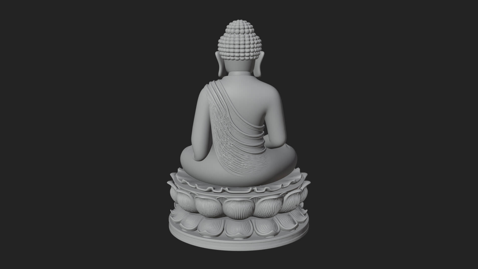 Seated Buddha on Lotus Statue Design 18 3D Print Model 3D Model