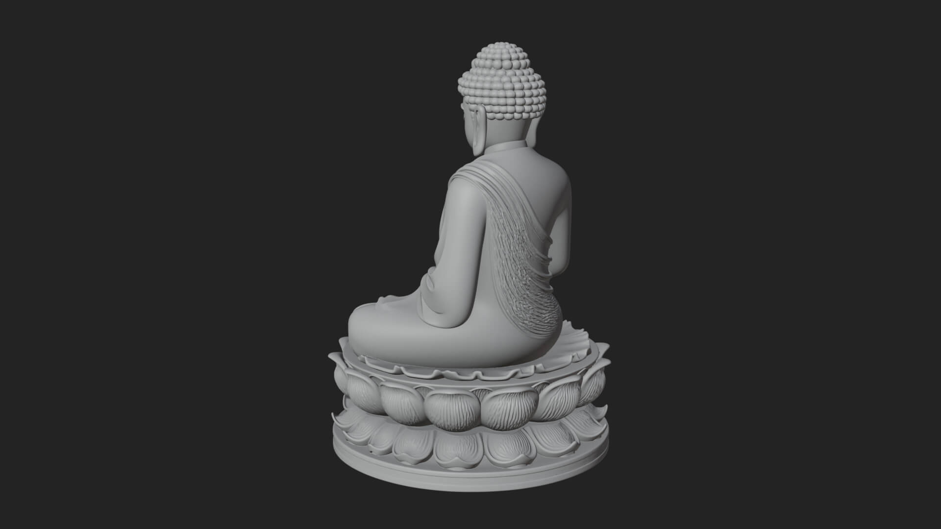Seated Buddha on Lotus Statue Design 18 3D Print Model 3D Model
