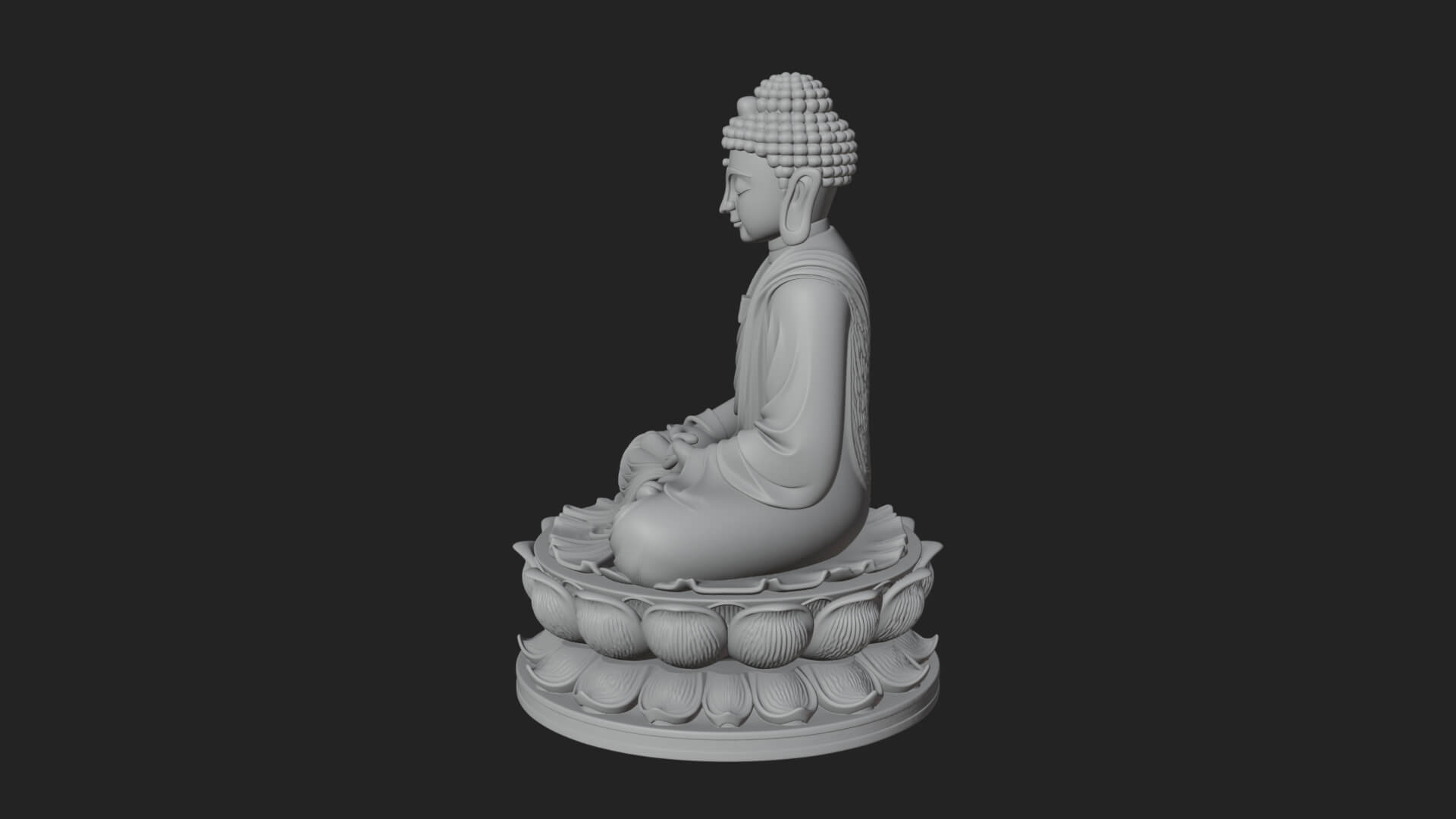 Seated Buddha on Lotus Statue Design 18 3D Print Model 3D Model