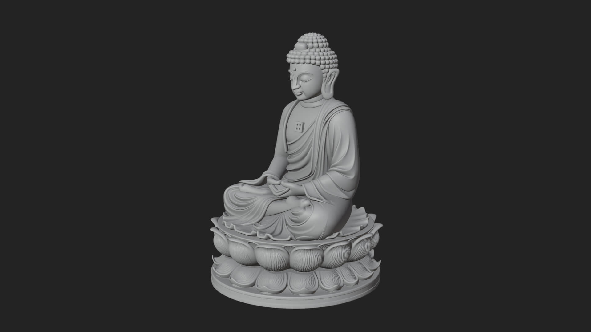 Seated Buddha on Lotus Statue Design 18 3D Print Model 3D Model