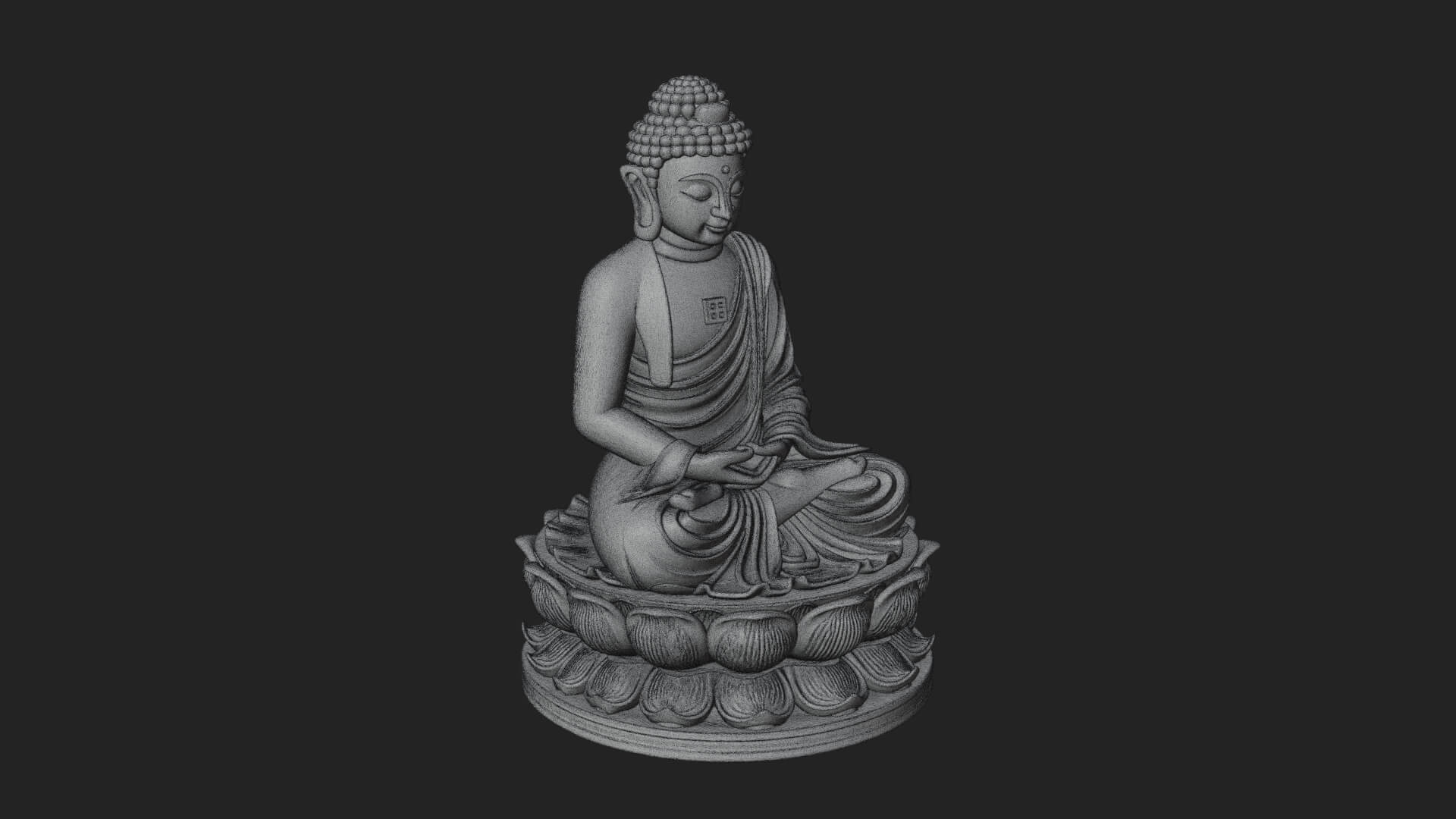 Seated Buddha on Lotus Statue Design 18 3D Print Model 3D Model