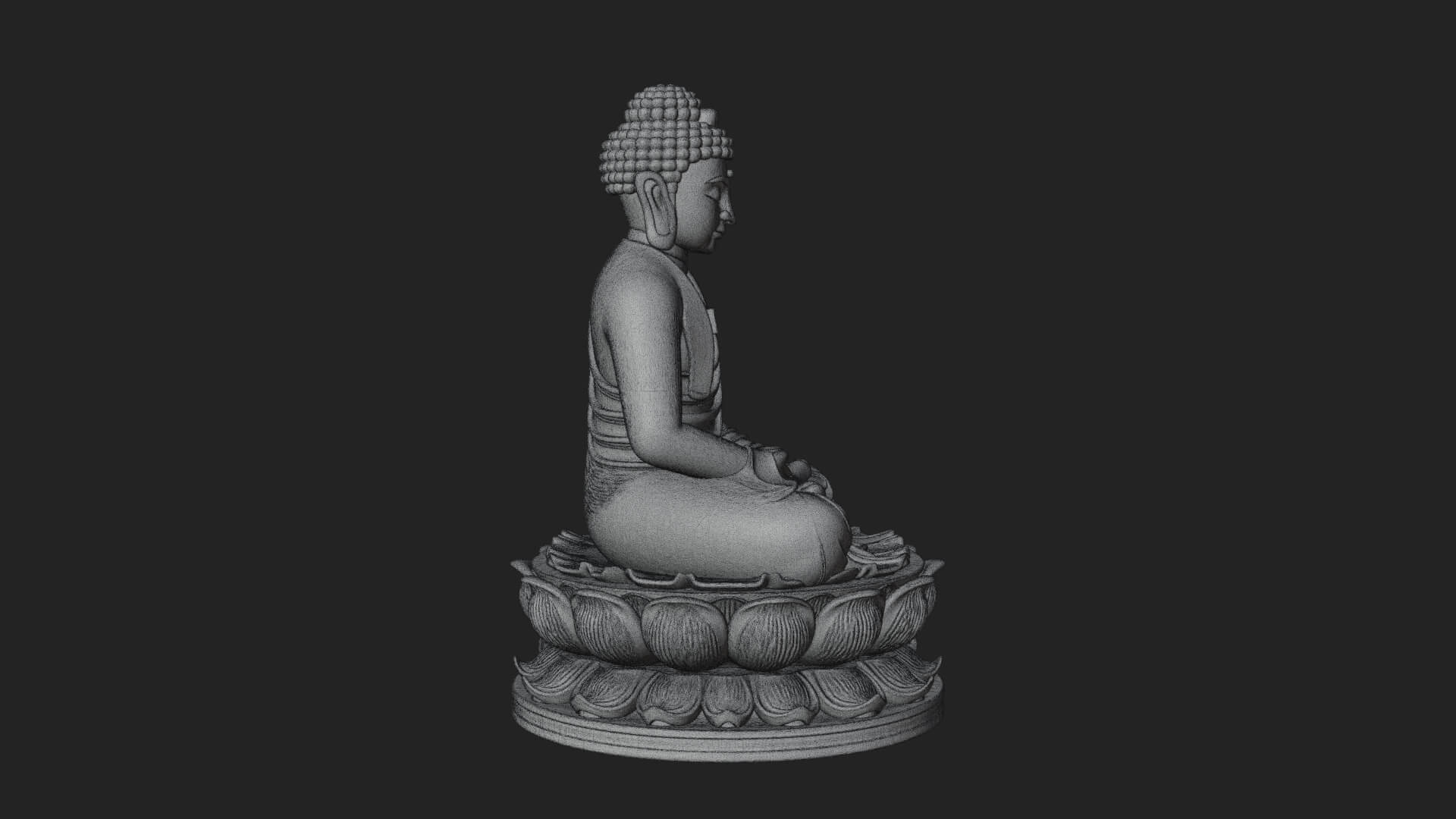 Seated Buddha on Lotus Statue Design 18 3D Print Model 3D Model