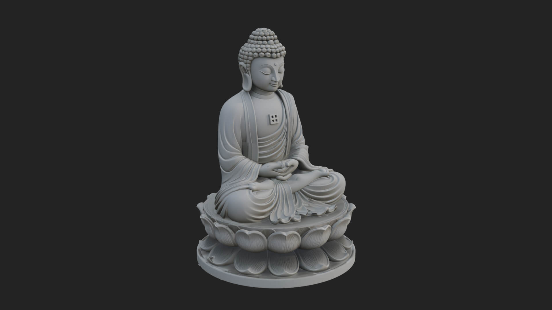 Seated Buddha on Lotus Statue Design 19 3D Print Model 3D Model