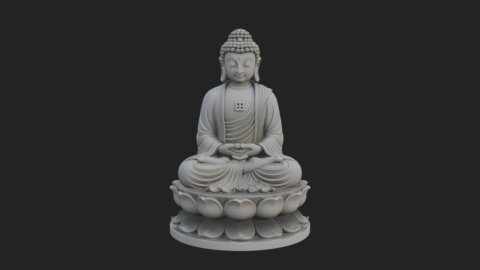 Seated Buddha on Lotus Statue Design 19 3D Print Model 3D Model