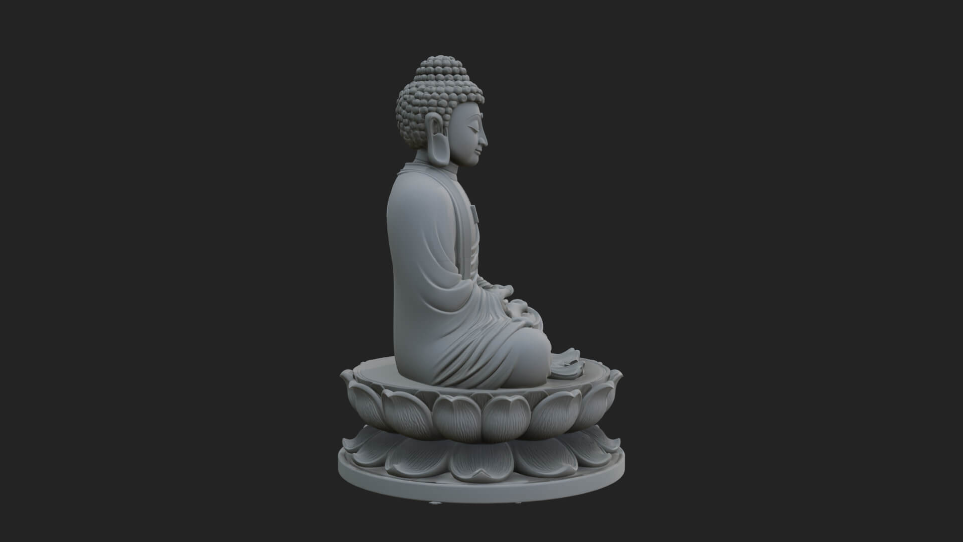 Seated Buddha on Lotus Statue Design 19 3D Print Model 3D Model