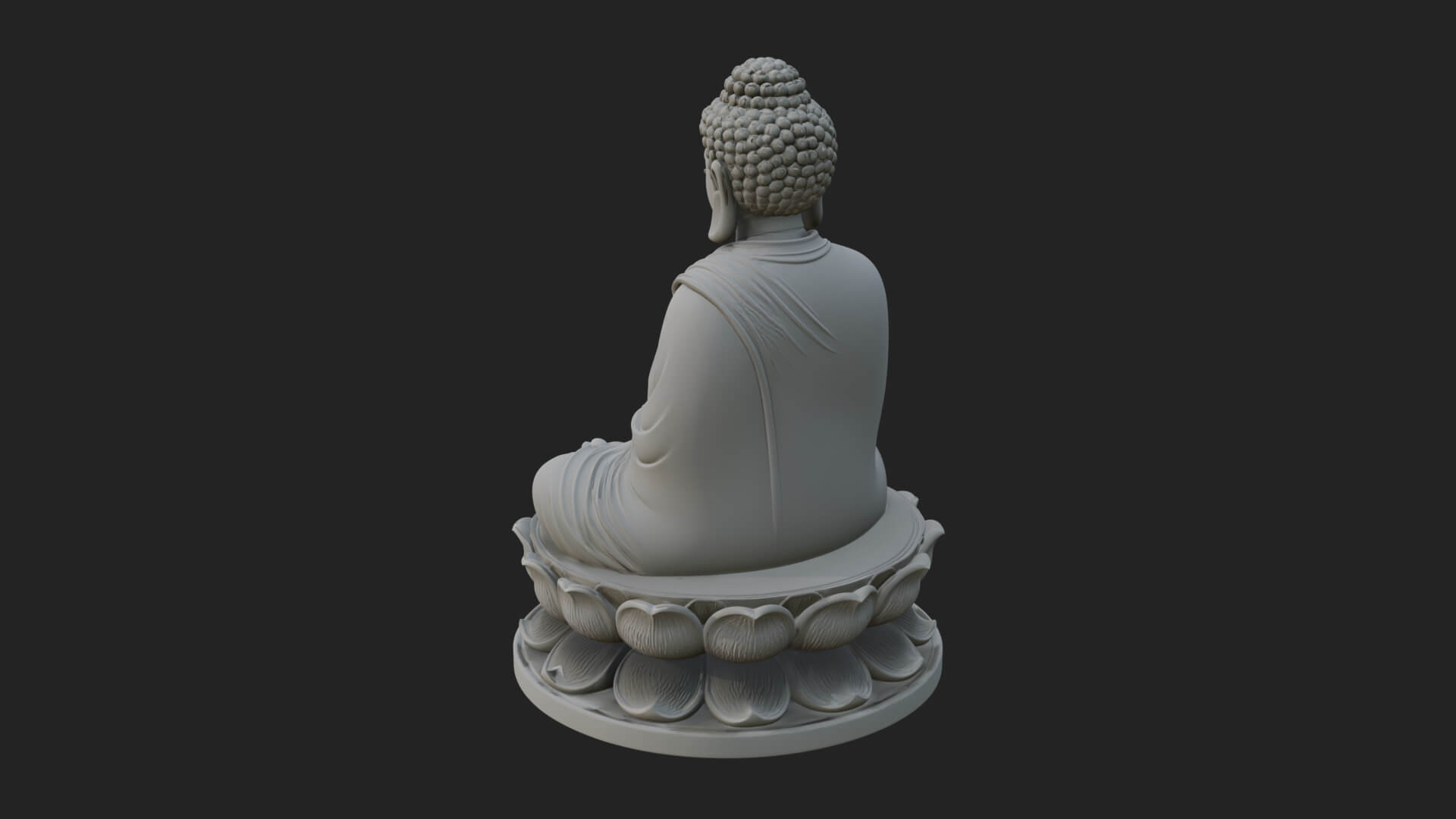 Seated Buddha on Lotus Statue Design 19 3D Print Model 3D Model