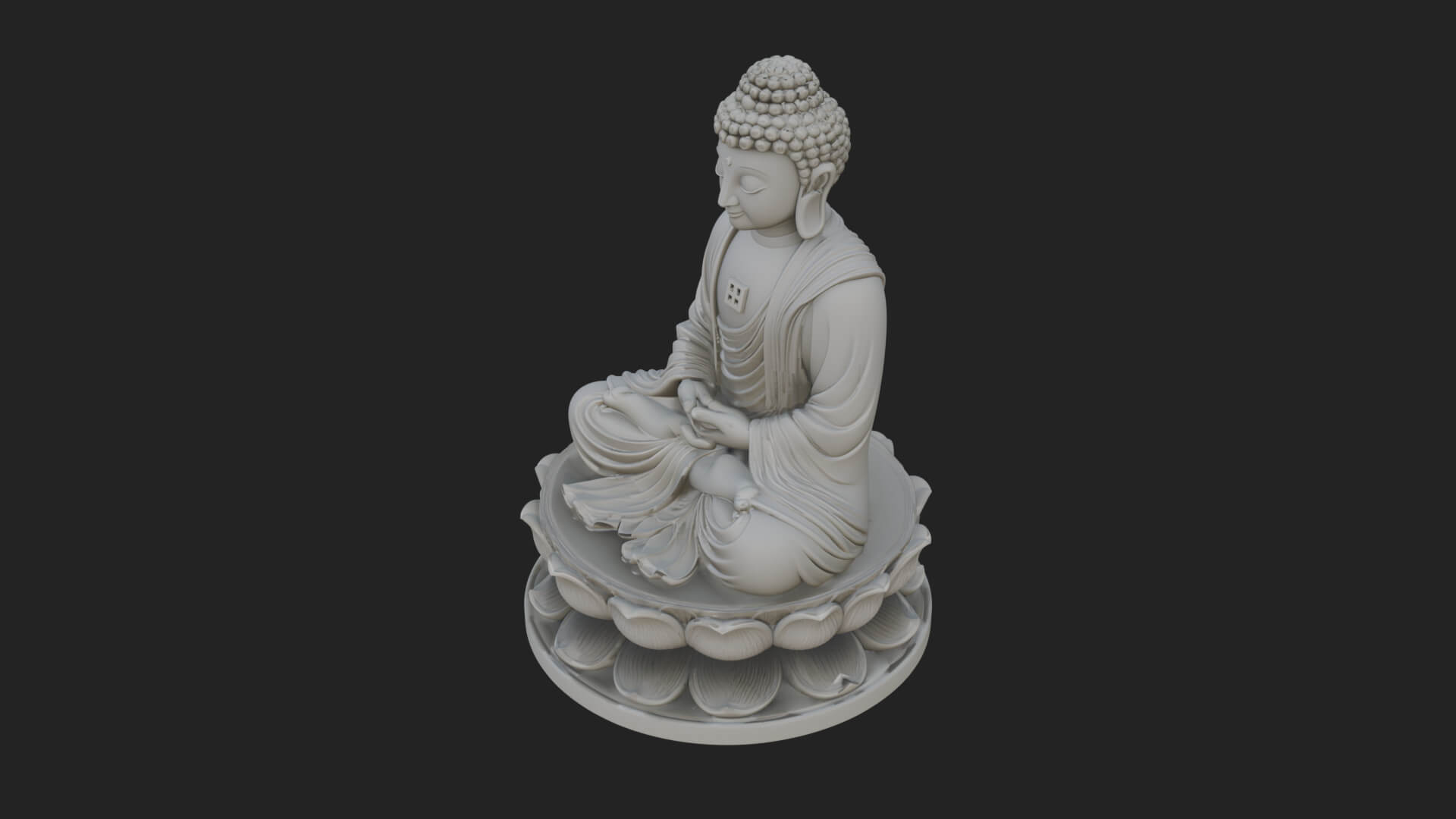 Seated Buddha on Lotus Statue Design 19 3D Print Model 3D Model