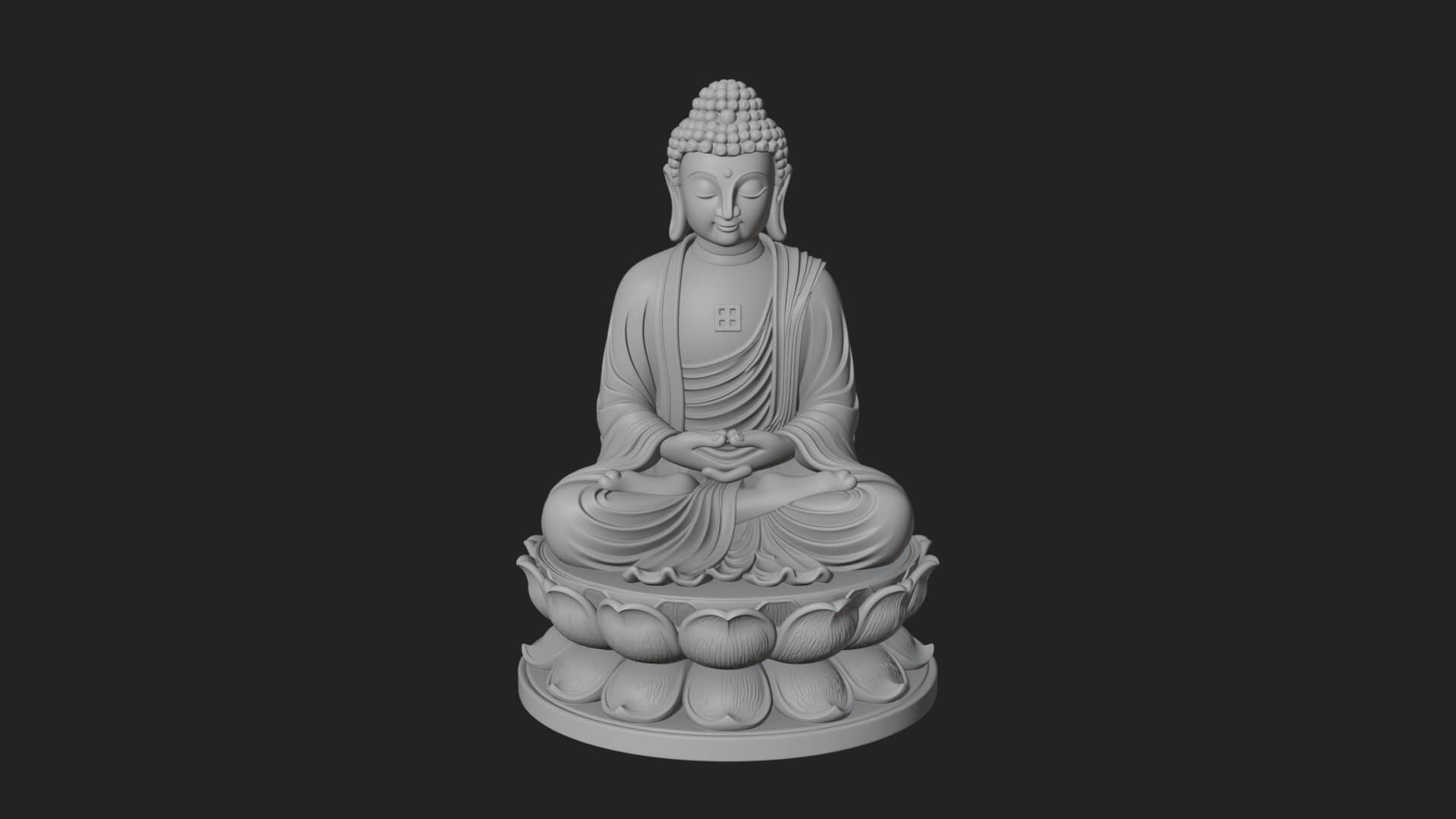 Seated Buddha on Lotus Statue Design 19 3D Print Model 3D Model