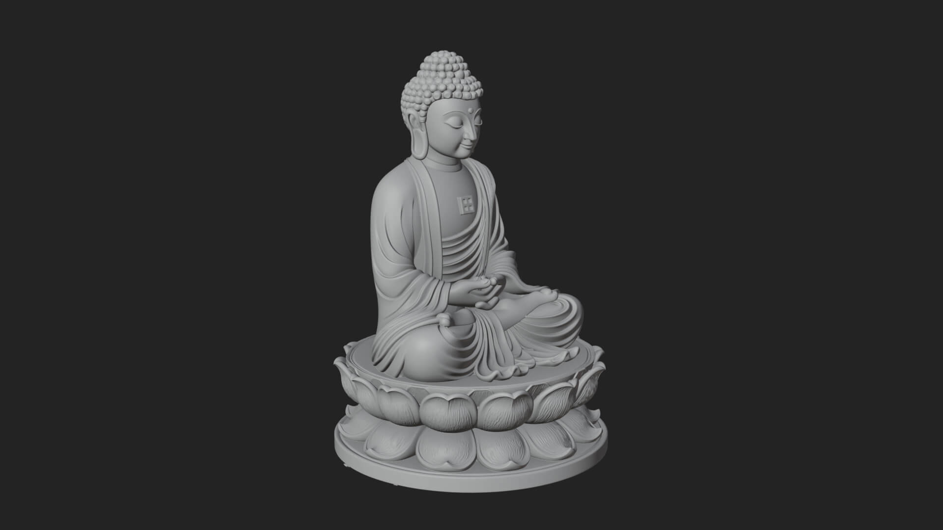 Seated Buddha on Lotus Statue Design 19 3D Print Model 3D Model