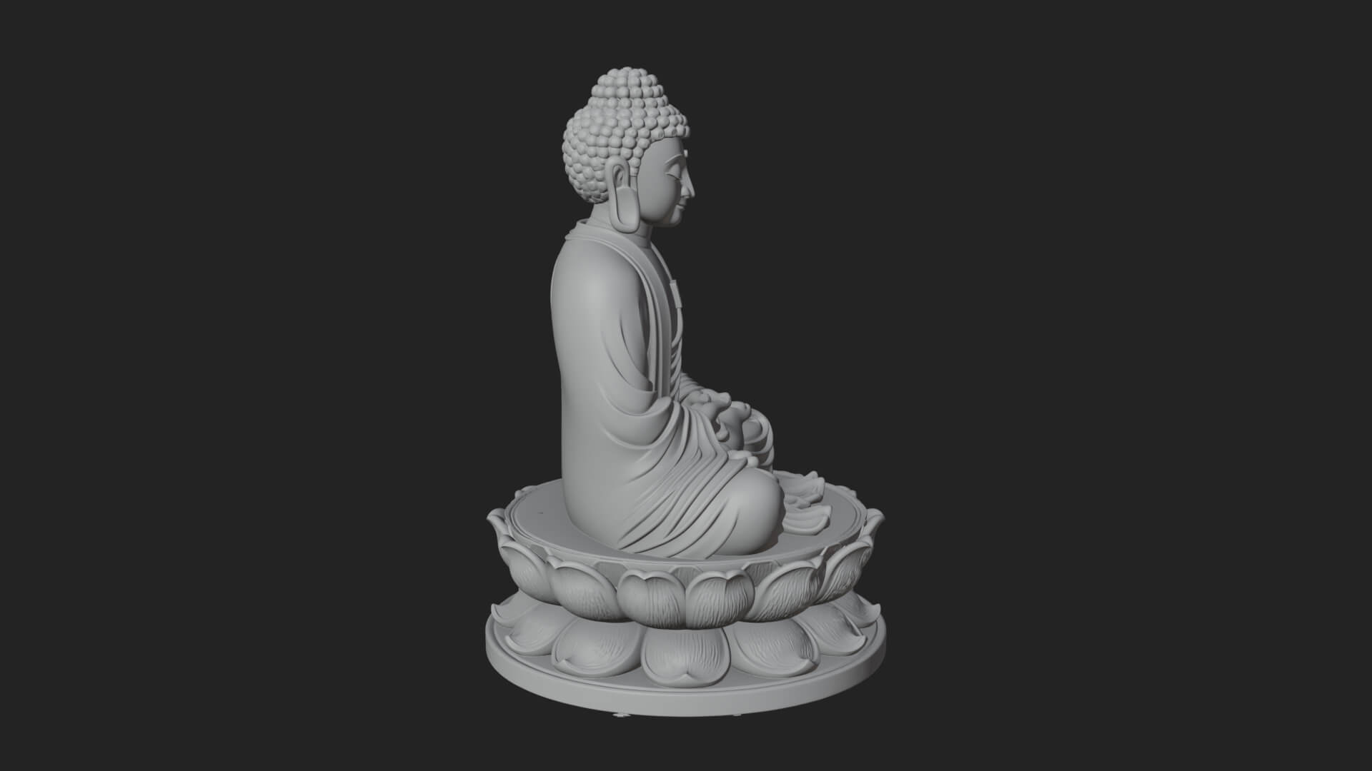 Seated Buddha on Lotus Statue Design 19 3D Print Model 3D Model