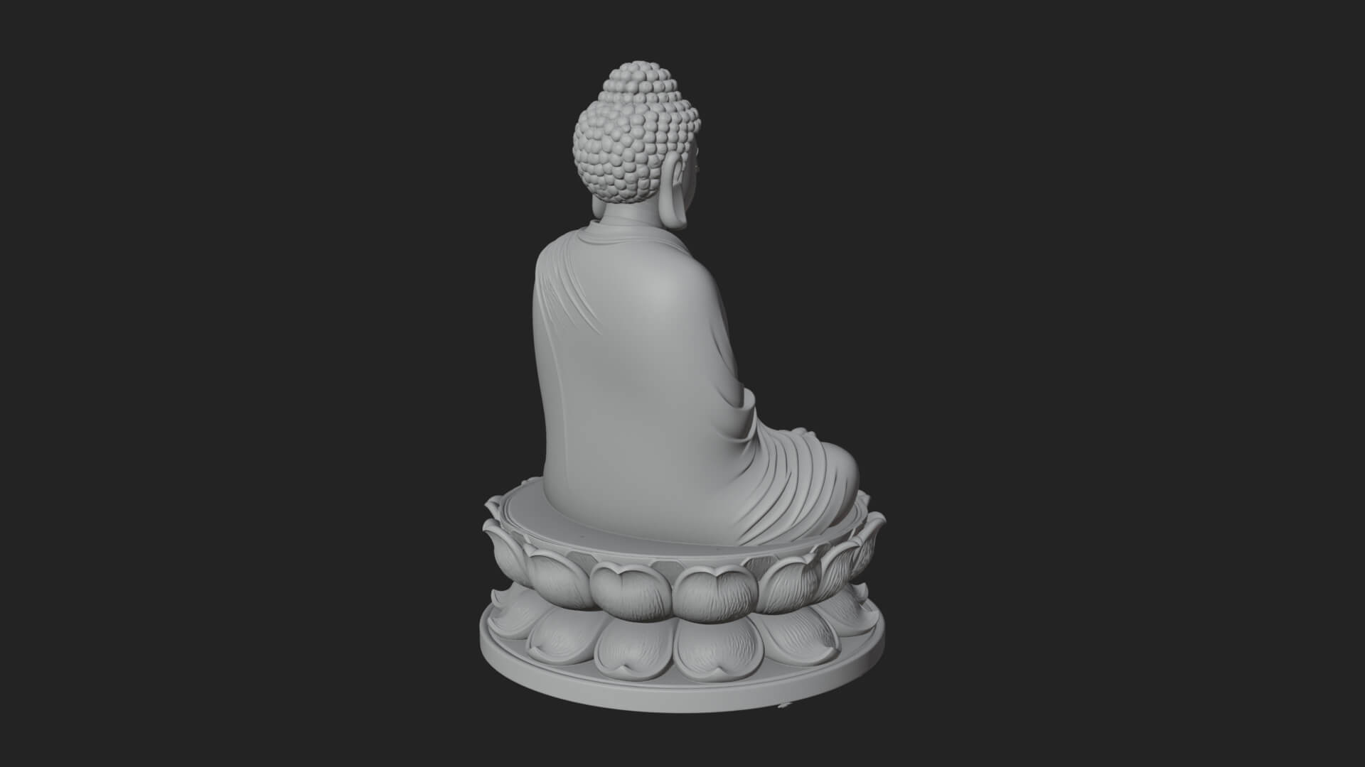Seated Buddha on Lotus Statue Design 19 3D Print Model 3D Model
