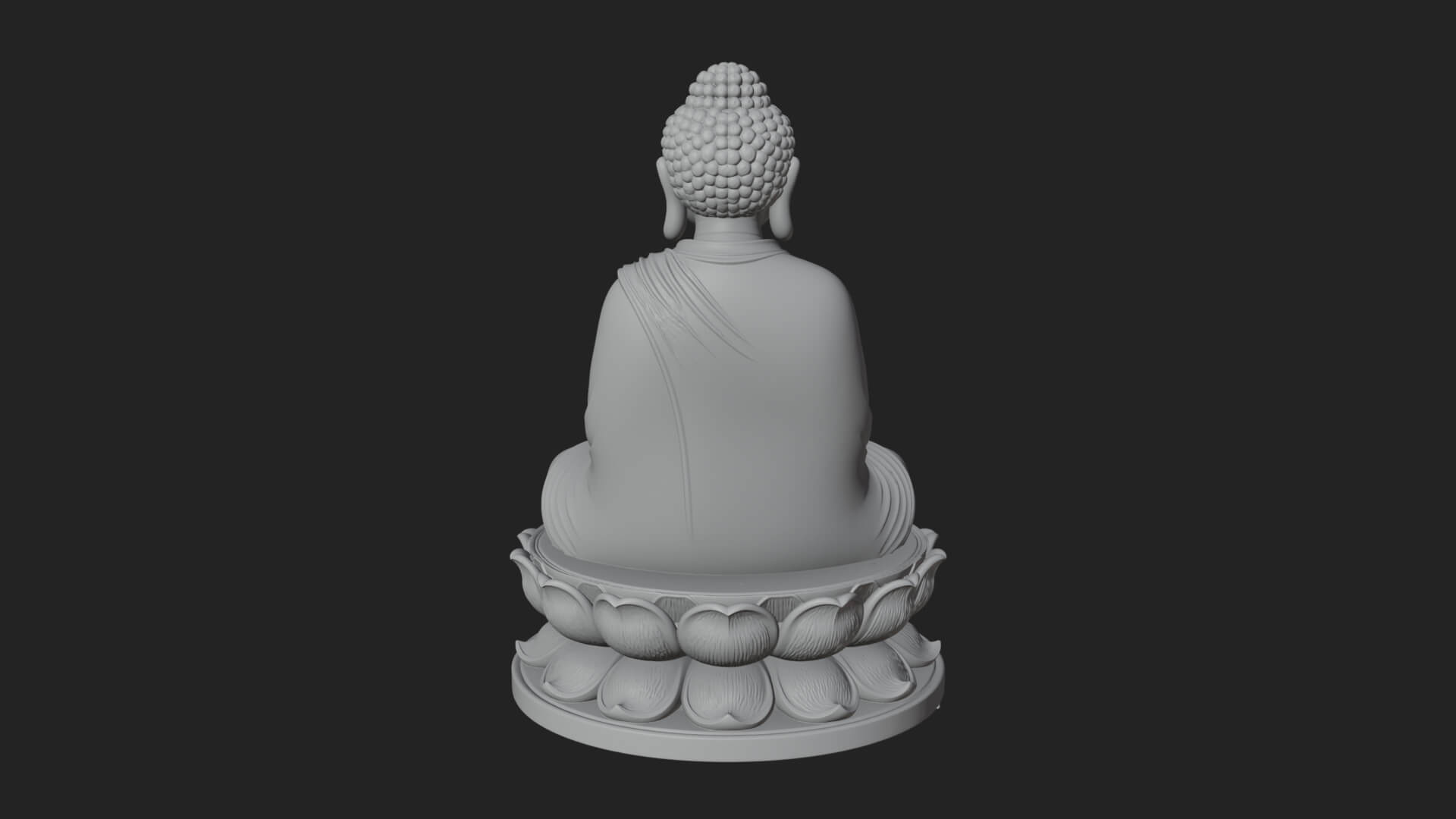 Seated Buddha on Lotus Statue Design 19 3D Print Model 3D Model
