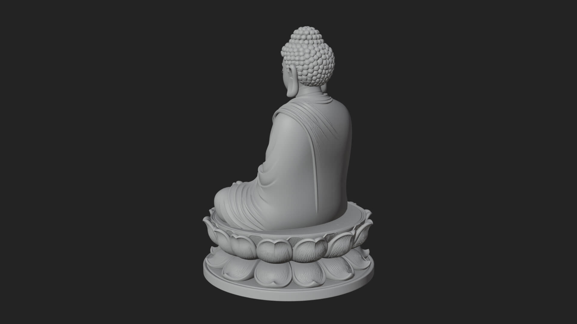 Seated Buddha on Lotus Statue Design 19 3D Print Model 3D Model