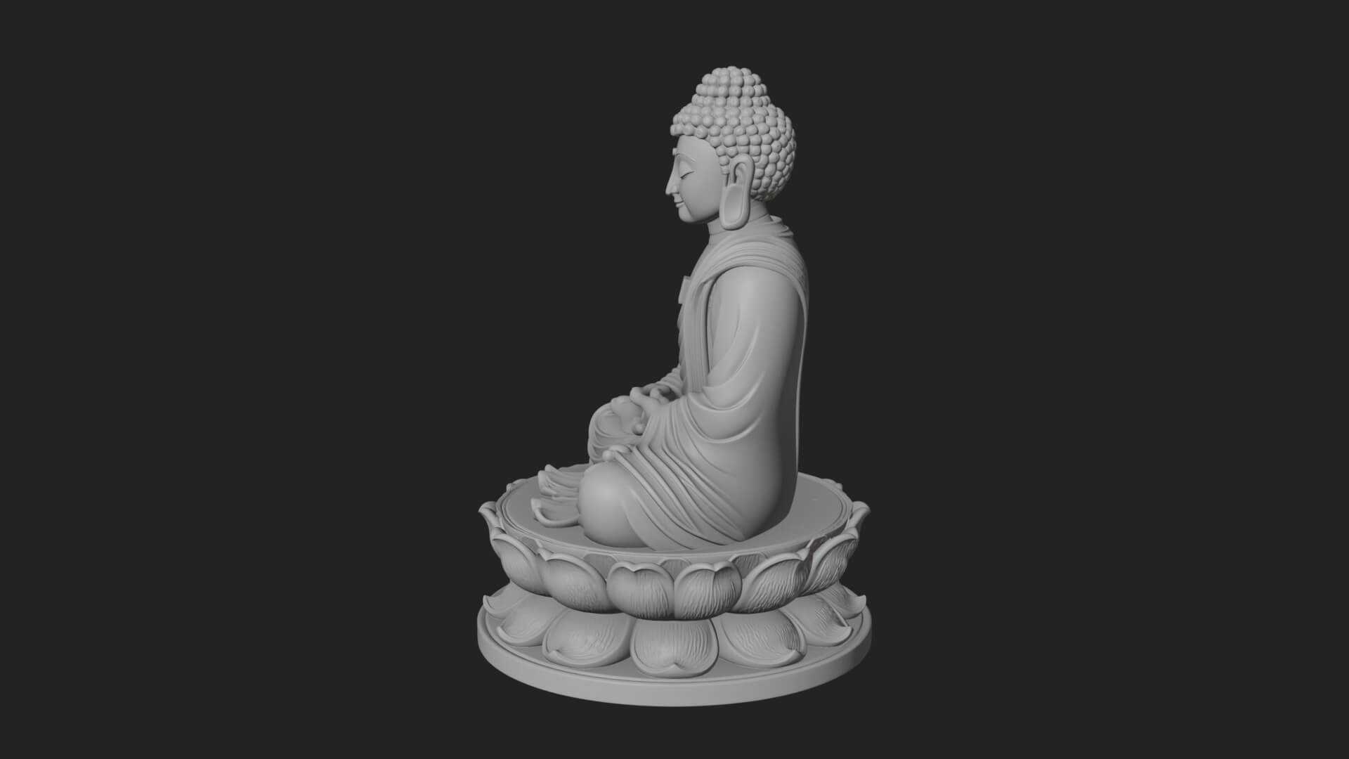 Seated Buddha on Lotus Statue Design 19 3D Print Model 3D Model
