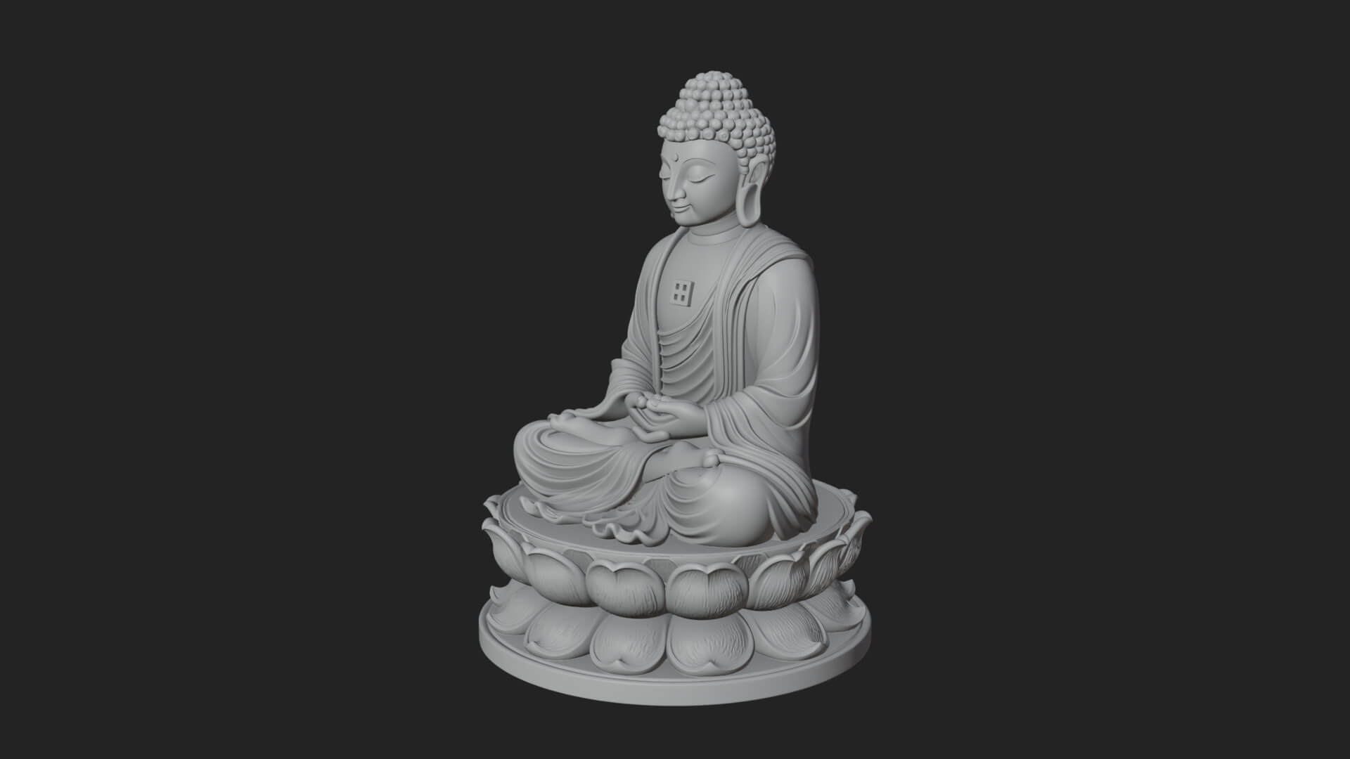 Seated Buddha on Lotus Statue Design 19 3D Print Model 3D Model