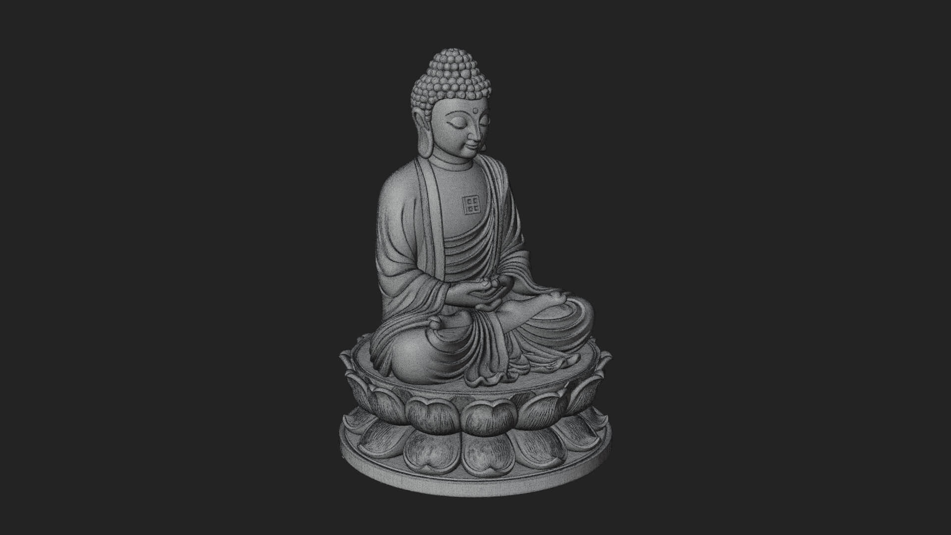 Seated Buddha on Lotus Statue Design 19 3D Print Model 3D Model