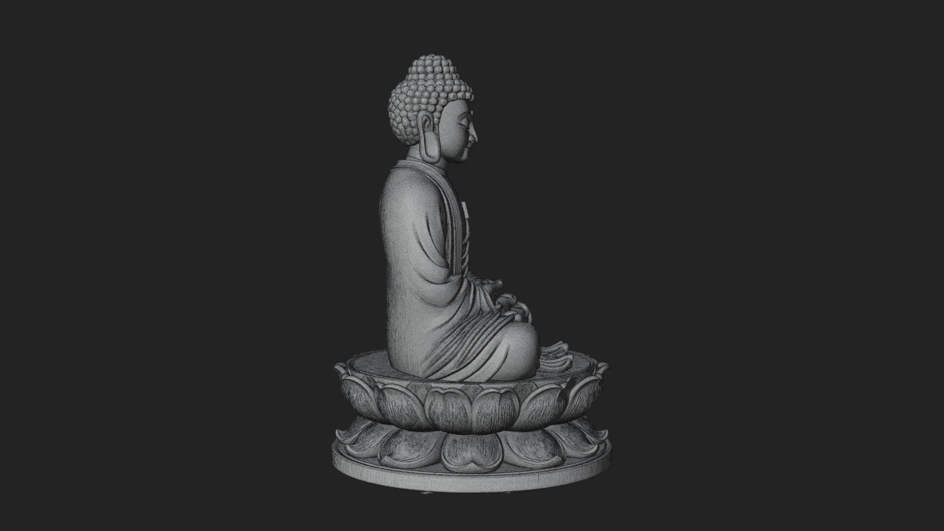 Seated Buddha on Lotus Statue Design 19 3D Print Model 3D Model