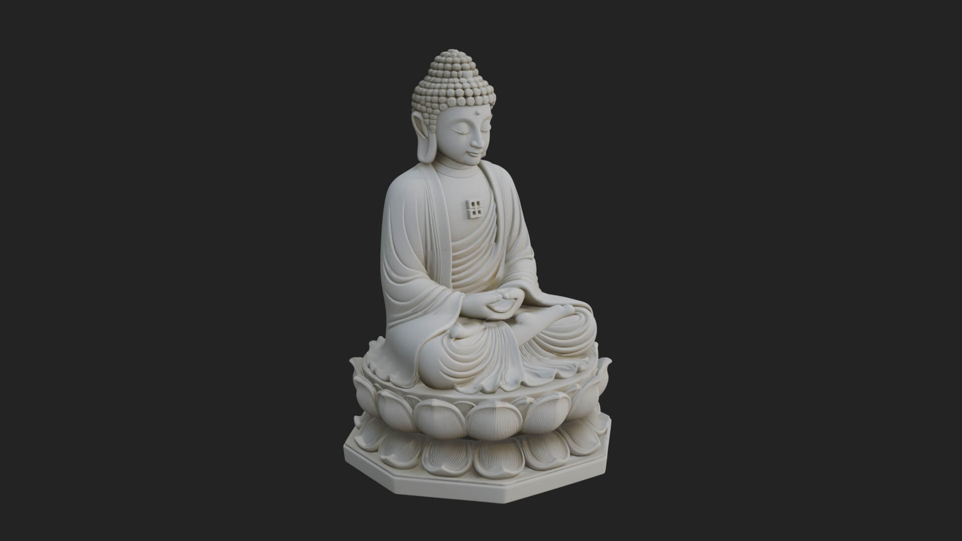 Seated Buddha on Lotus Statue Design 20 3D Print Model 3D Model