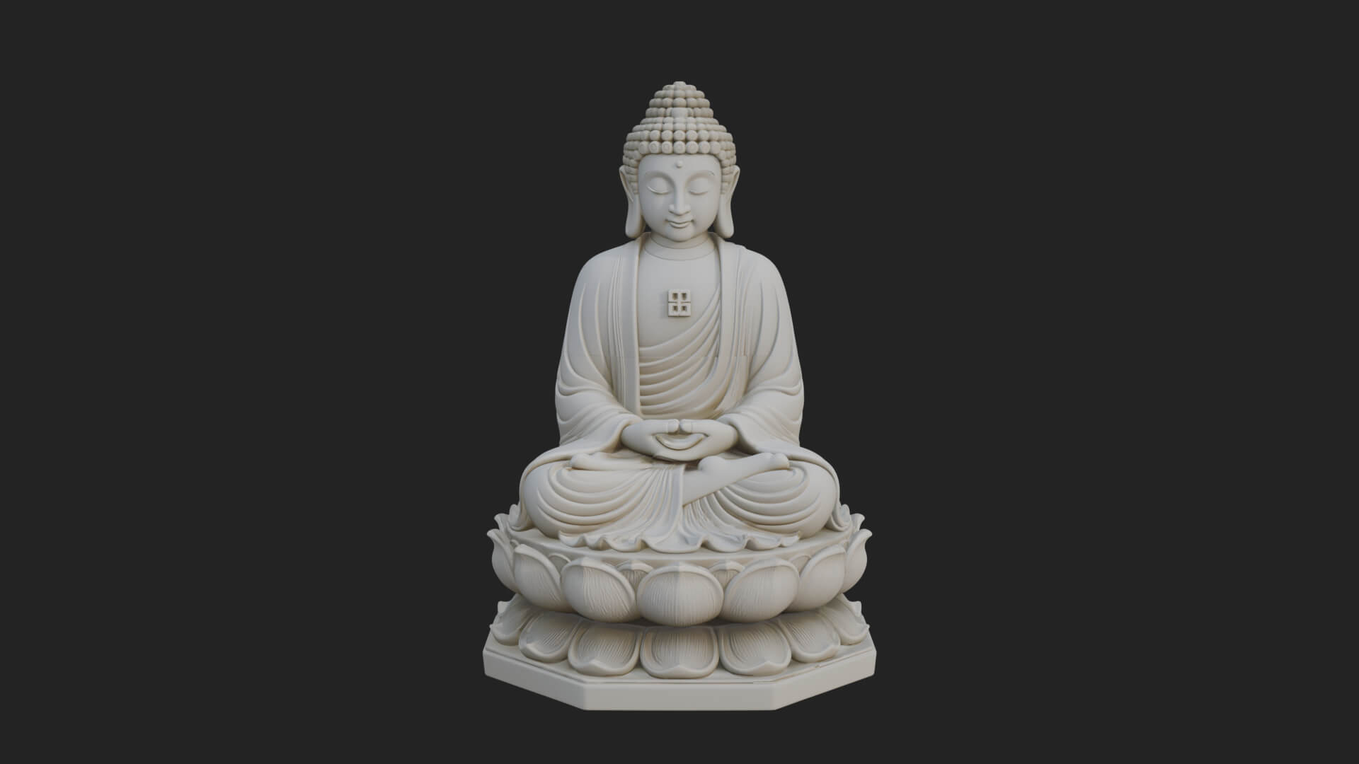 Seated Buddha on Lotus Statue Design 20 3D Print Model 3D Model