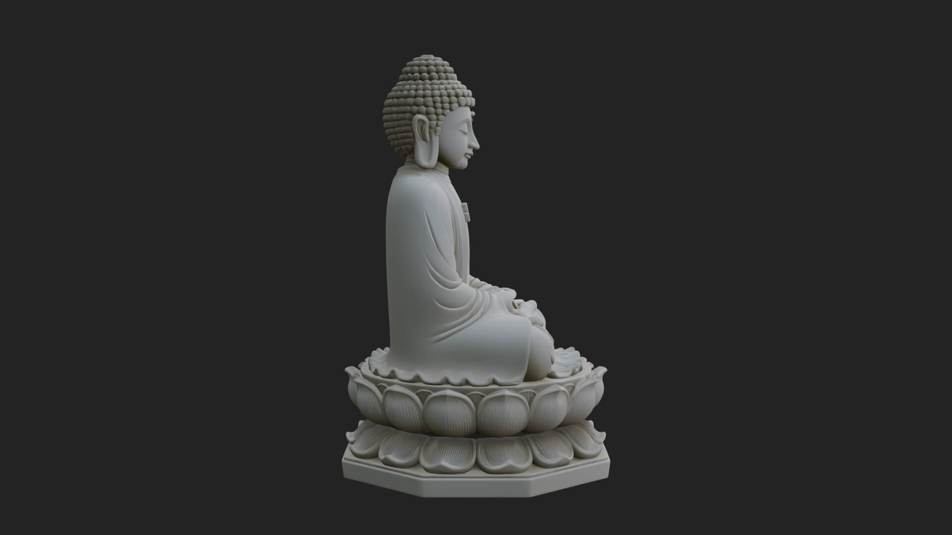 Seated Buddha on Lotus Statue Design 20 3D Print Model 3D Model