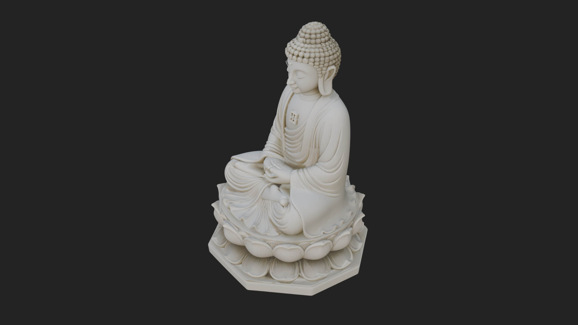 Seated Buddha on Lotus Statue Design 20 3D Print Model 3D Model