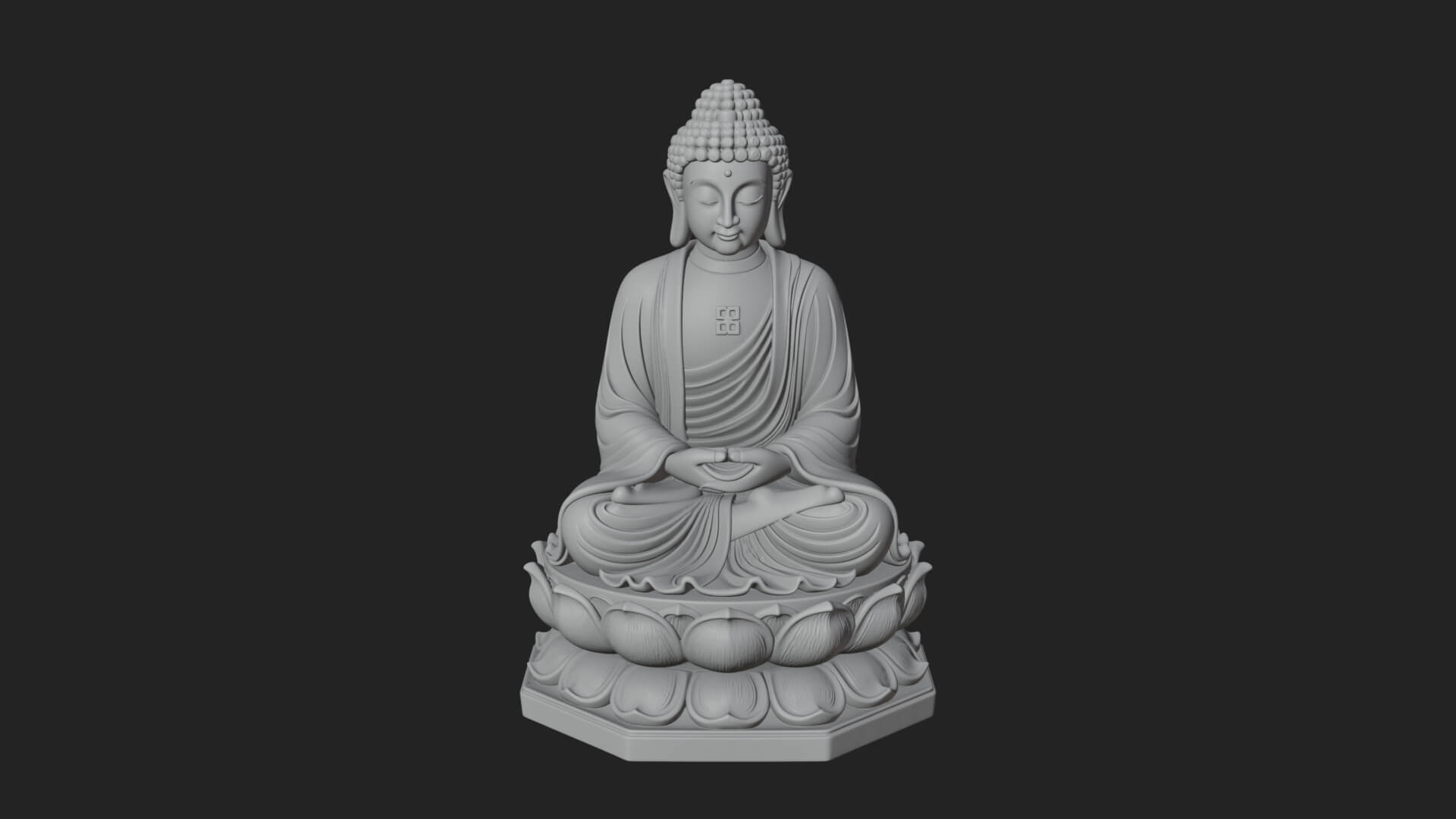 Seated Buddha on Lotus Statue Design 20 3D Print Model 3D Model