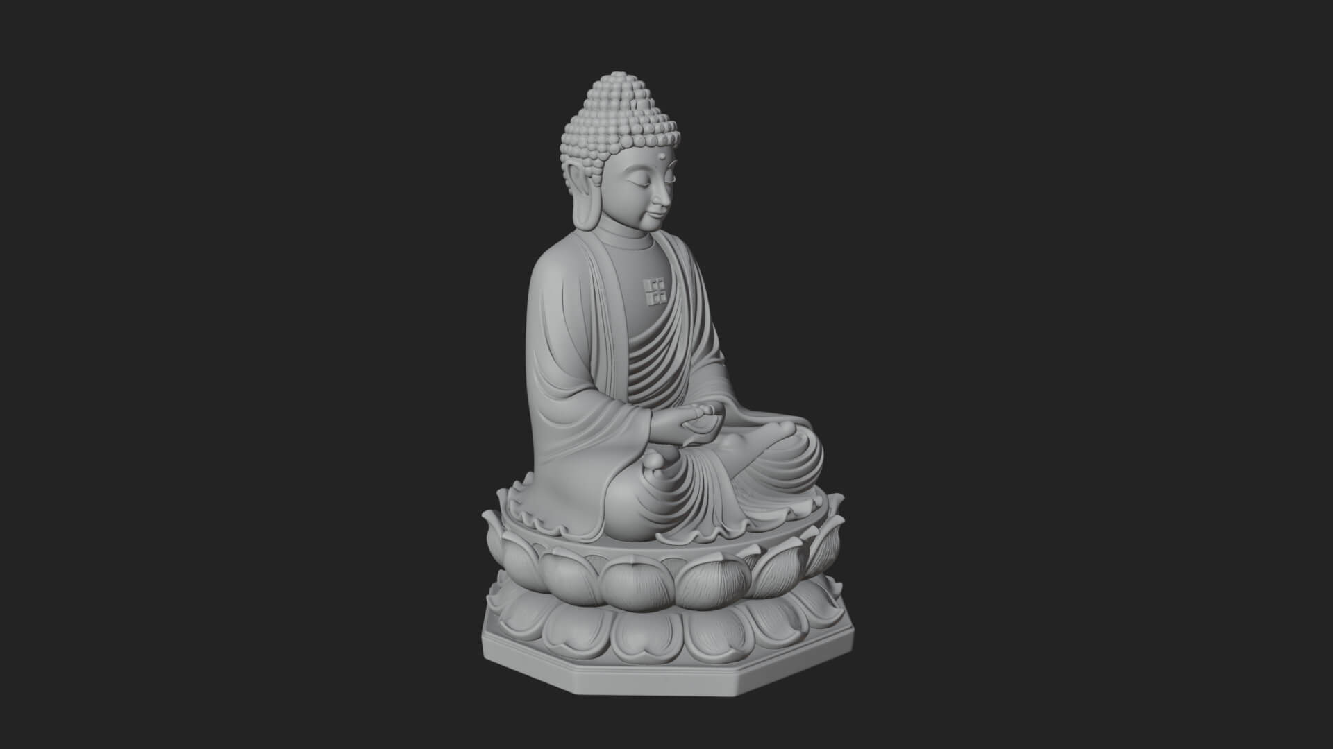 Seated Buddha on Lotus Statue Design 20 3D Print Model 3D Model