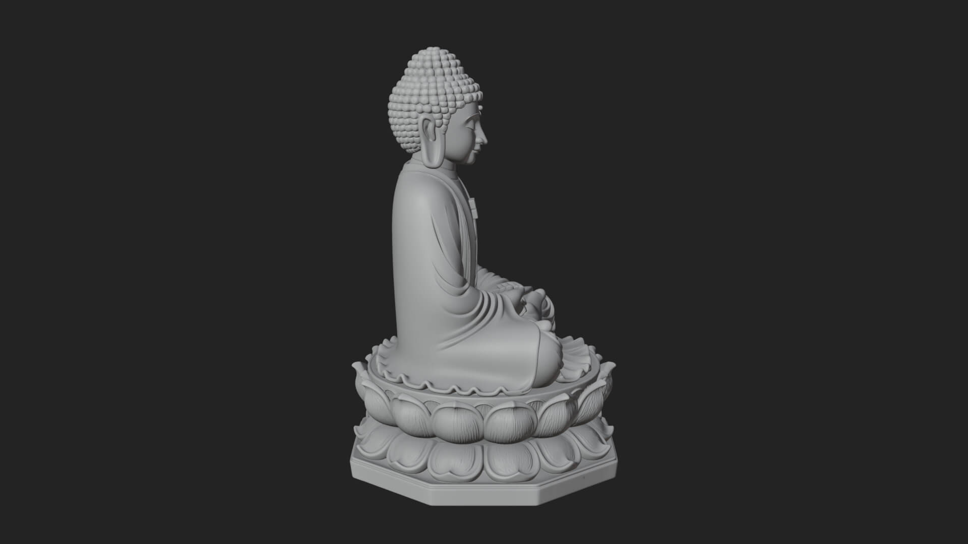 Seated Buddha on Lotus Statue Design 20 3D Print Model 3D Model