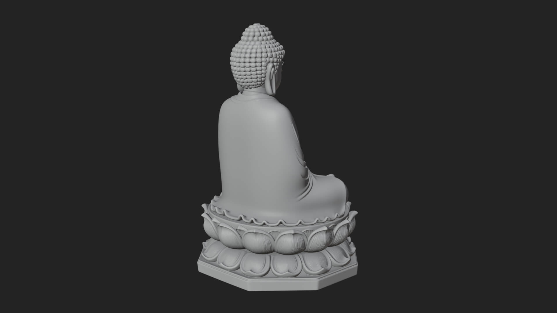Seated Buddha on Lotus Statue Design 20 3D Print Model 3D Model