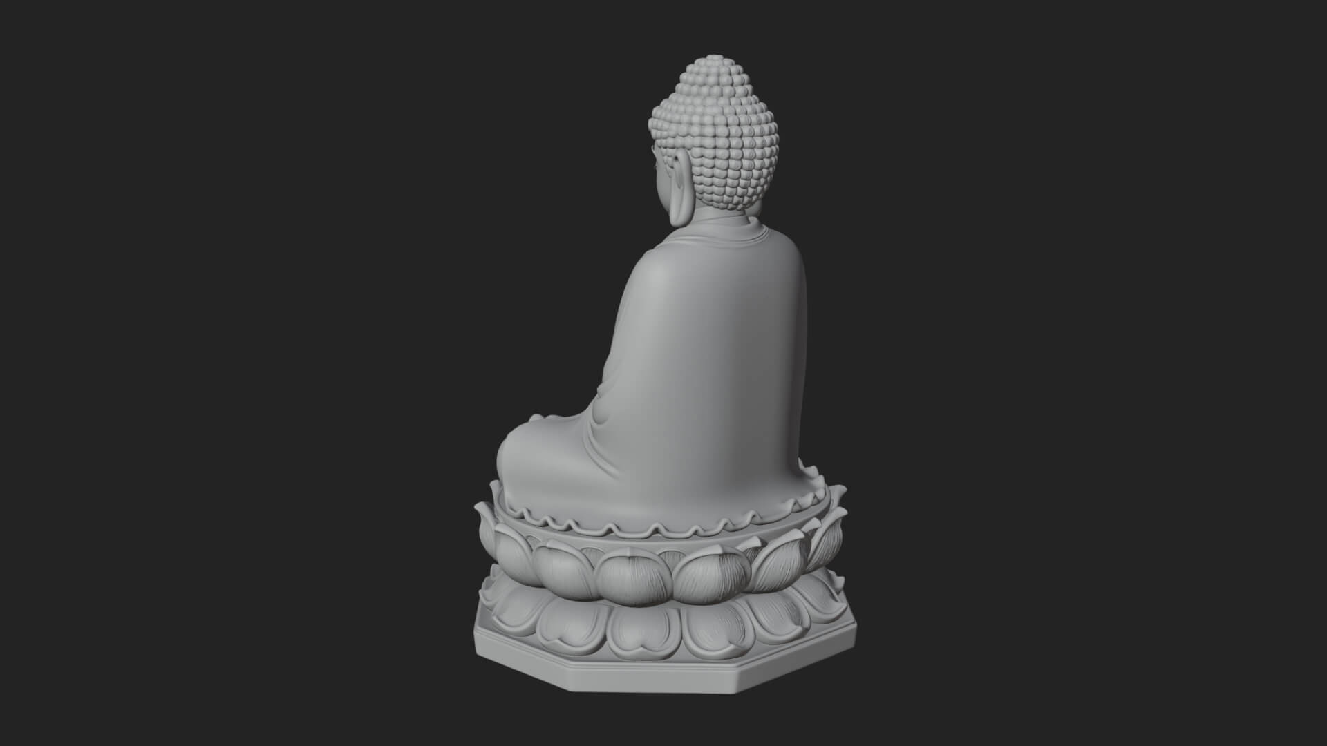 Seated Buddha on Lotus Statue Design 20 3D Print Model 3D Model
