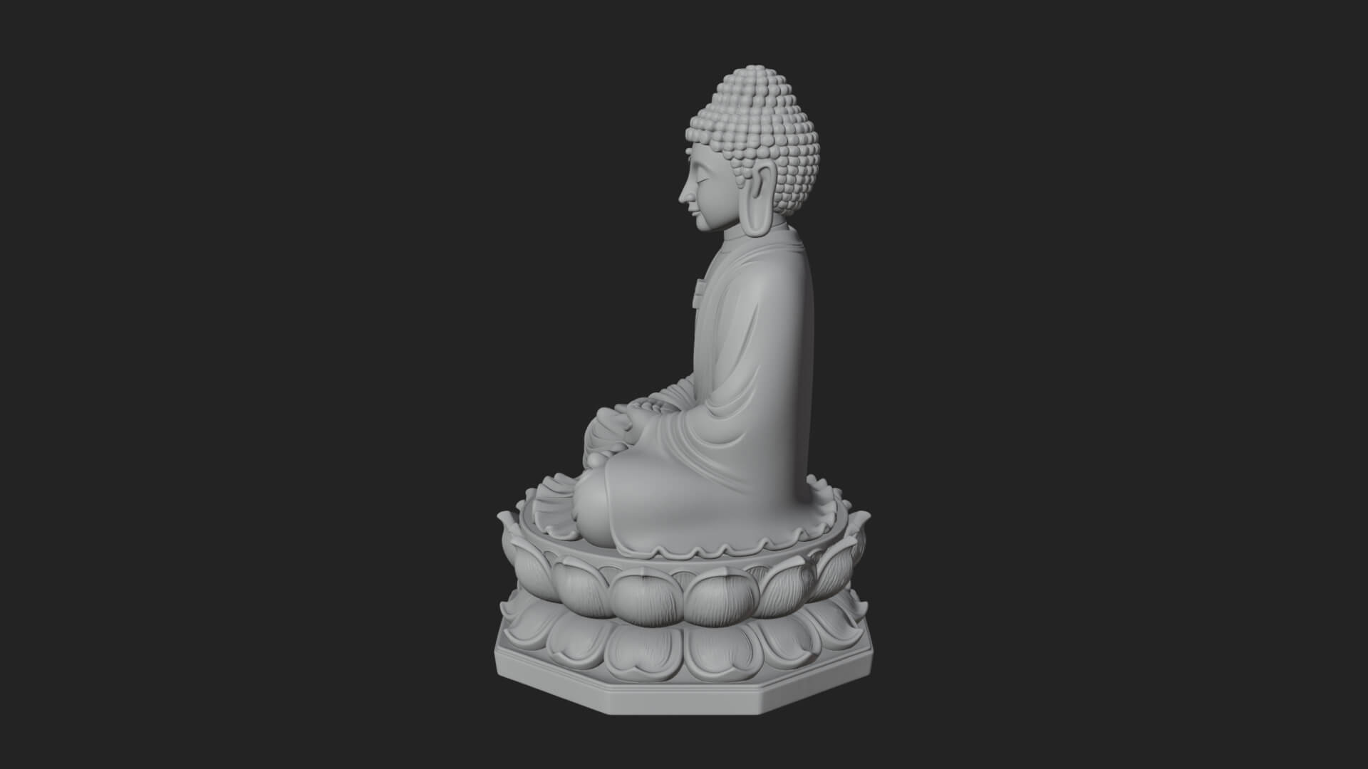 Seated Buddha on Lotus Statue Design 20 3D Print Model 3D Model