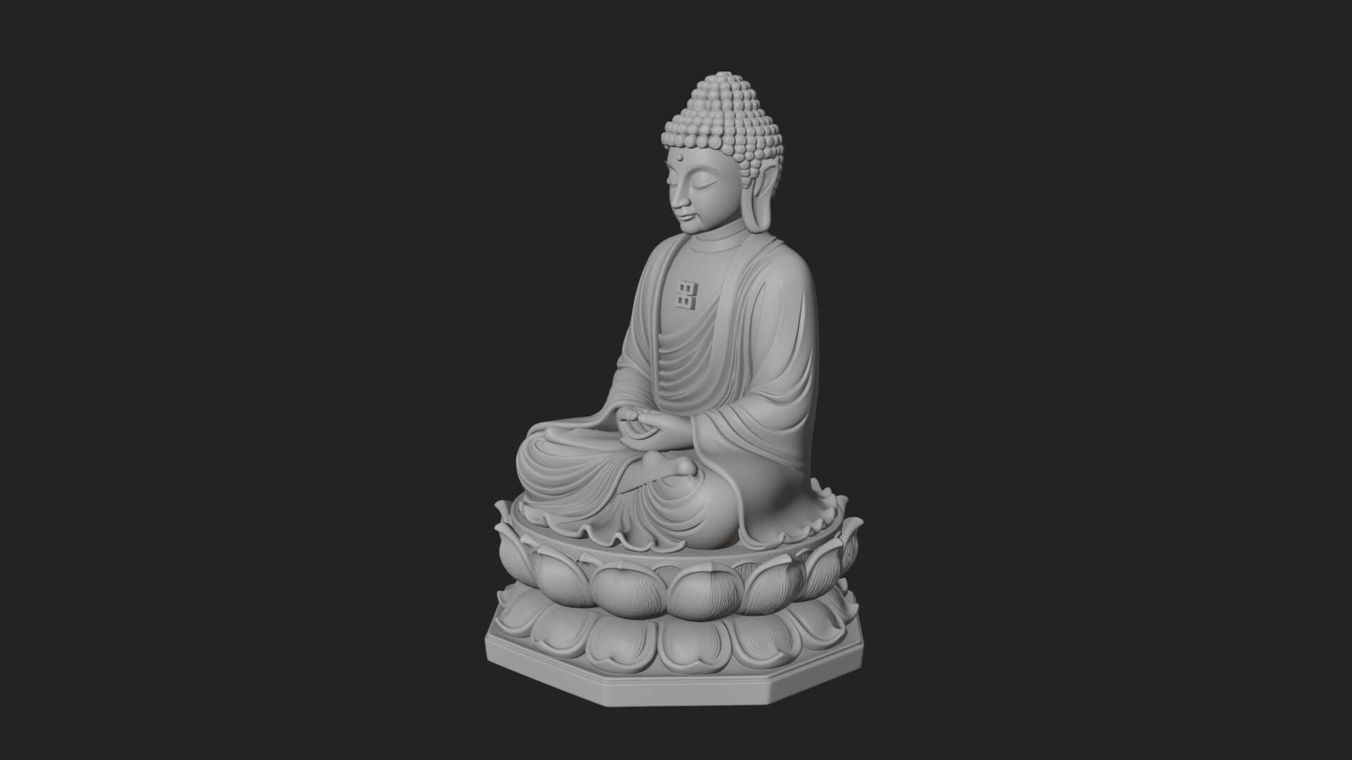 Seated Buddha on Lotus Statue Design 20 3D Print Model 3D Model