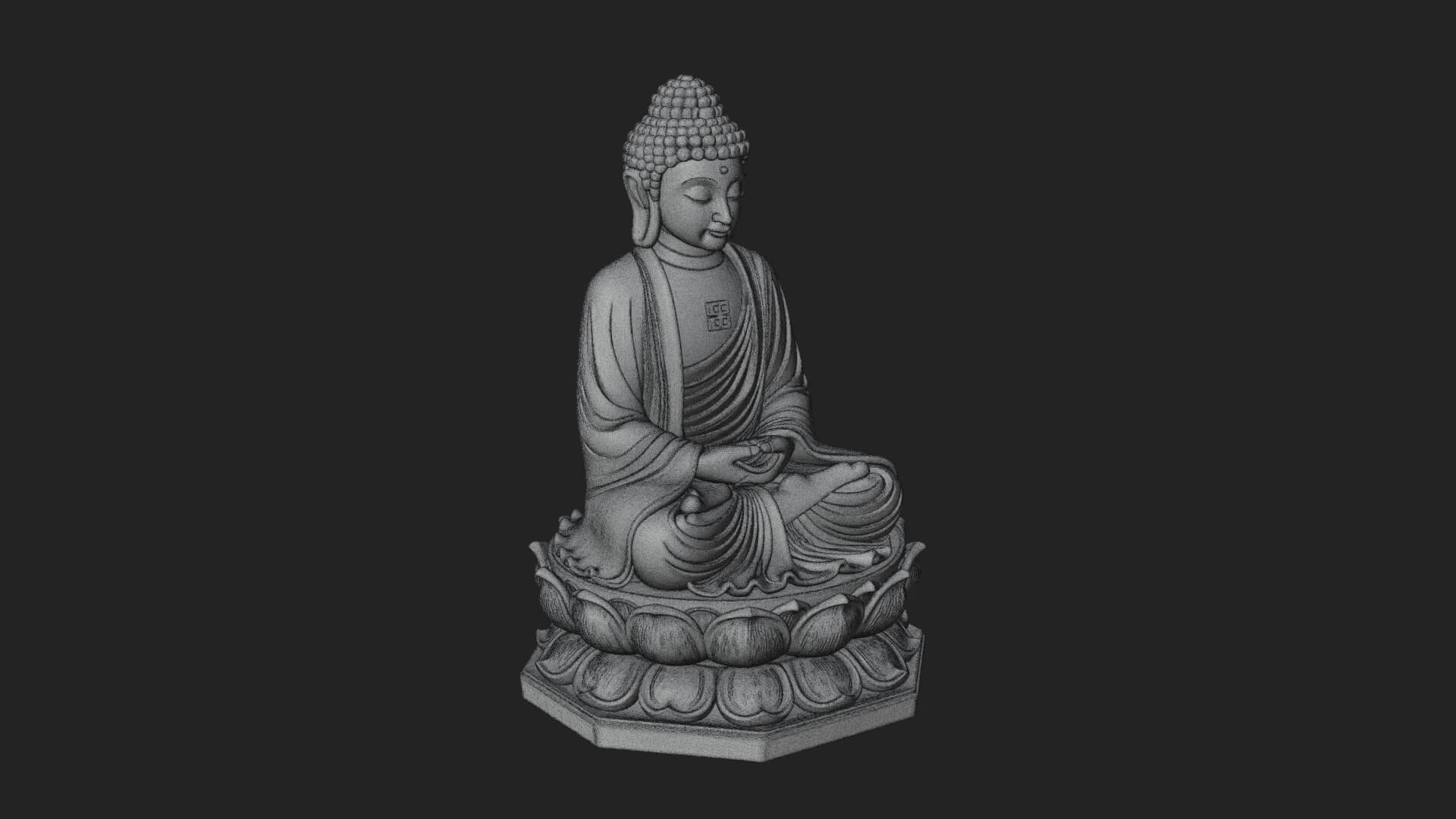Seated Buddha on Lotus Statue Design 20 3D Print Model 3D Model