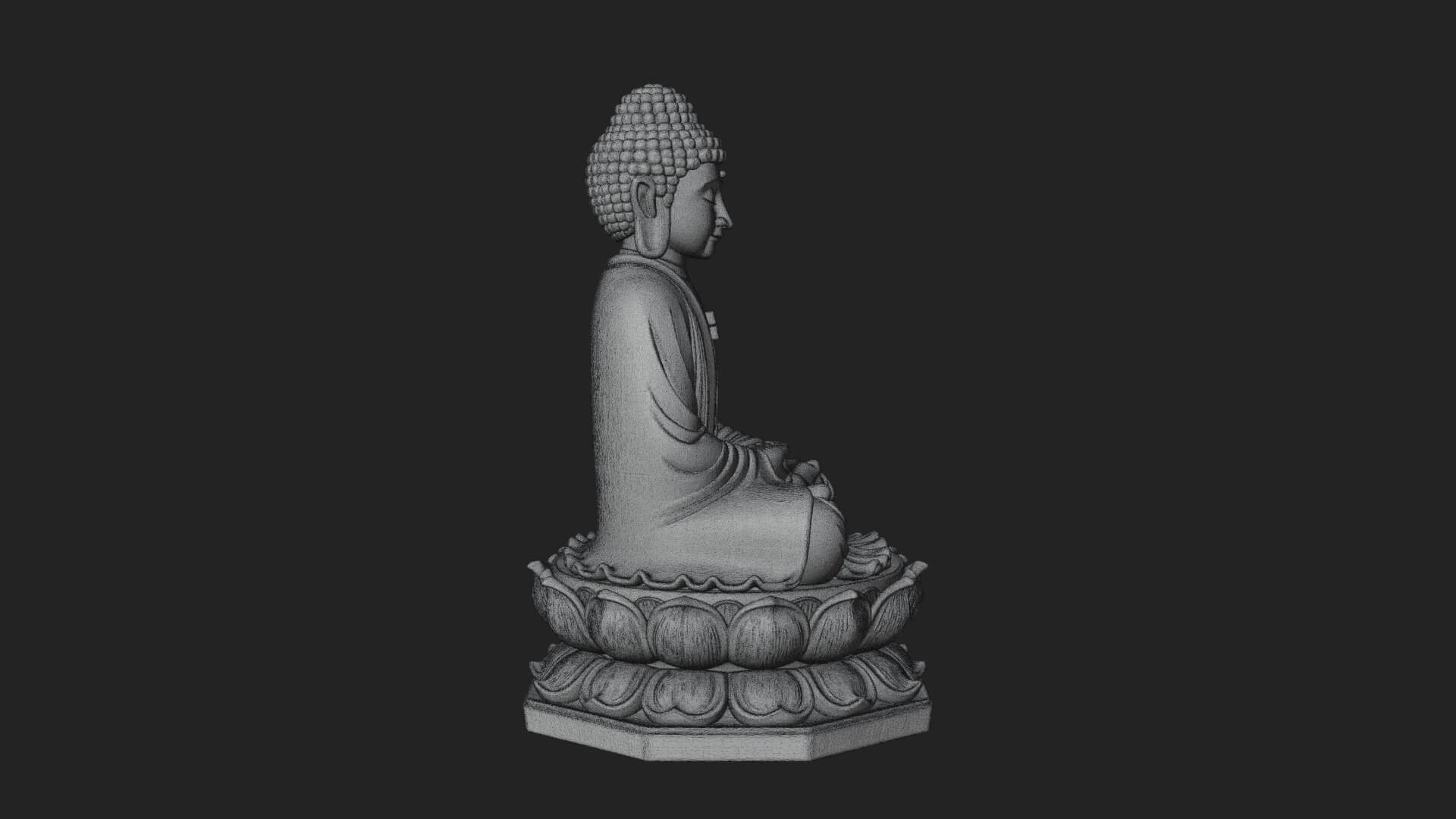 Seated Buddha on Lotus Statue Design 20 3D Print Model 3D Model