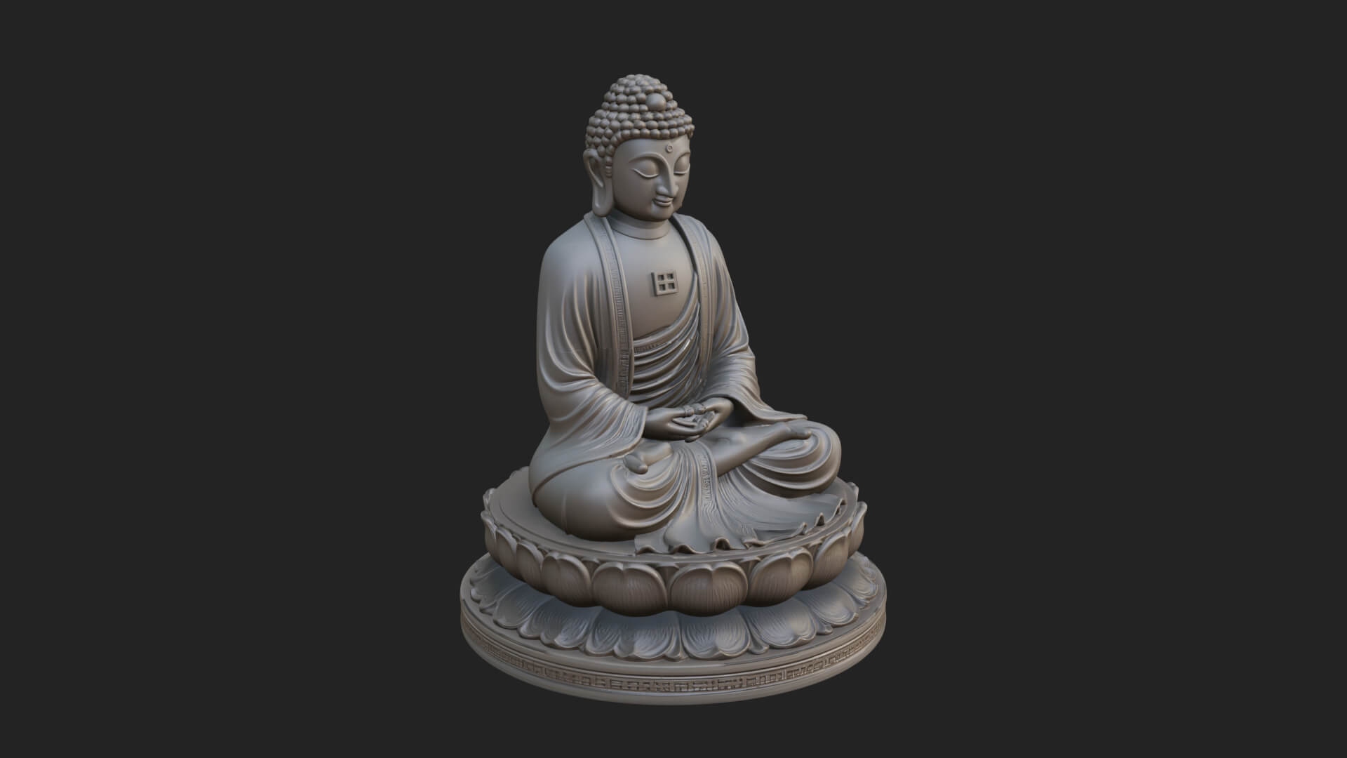 Seated Buddha on Lotus Statue Design 21 3D Print Model 3D Model