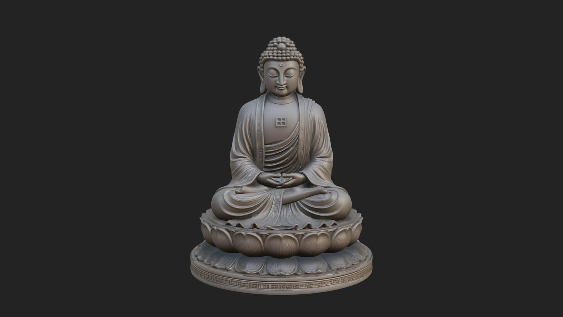 Seated Buddha on Lotus Statue Design 21 3D Print Model 3D Model