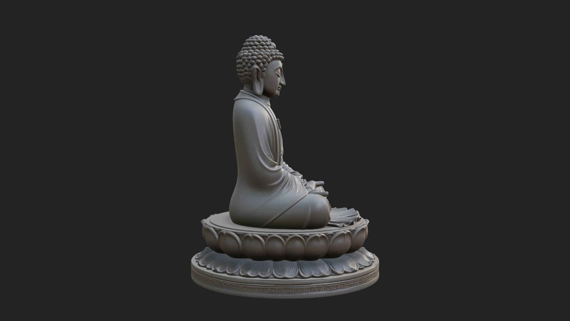 Seated Buddha on Lotus Statue Design 21 3D Print Model 3D Model